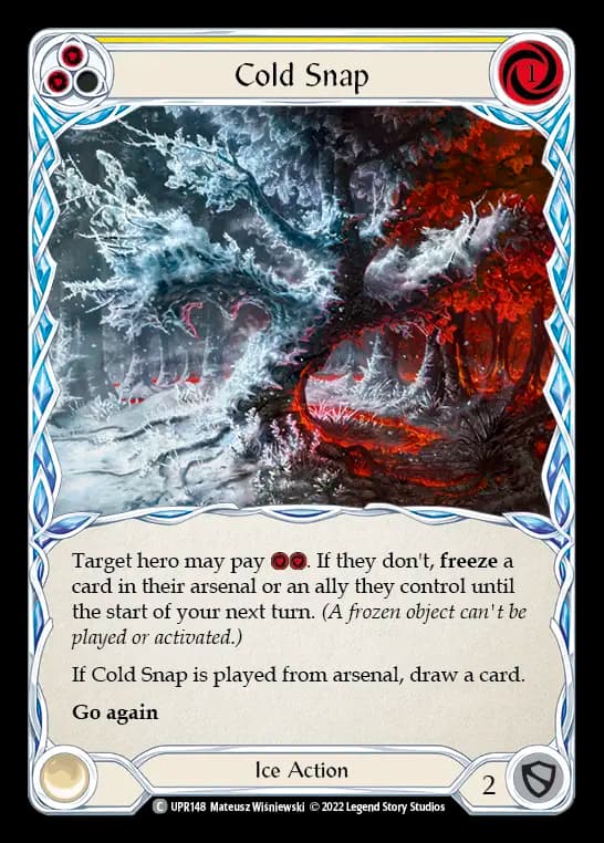Cold Snap (Yellow) — Uprising Flesh and Blood card by Mateusz Wiśniewski