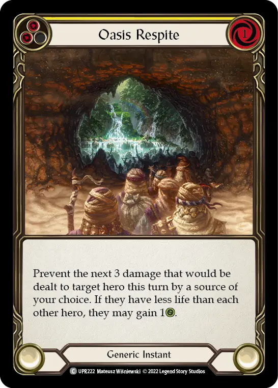 Oasis Respite (Yellow) — Uprising Flesh and Blood card by Mateusz Wiśniewski