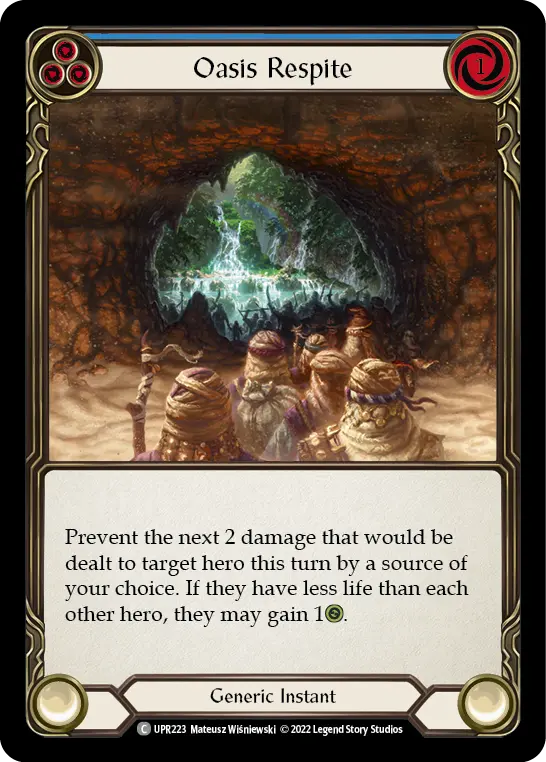 Oasis Respite (Blue) — Uprising Flesh and Blood card by Mateusz Wiśniewski