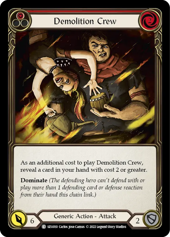 Demolition Crew (Red) — Blitz Deck: Outsiders - Uzuri Flesh and Blood card by Carlos Jose Camus