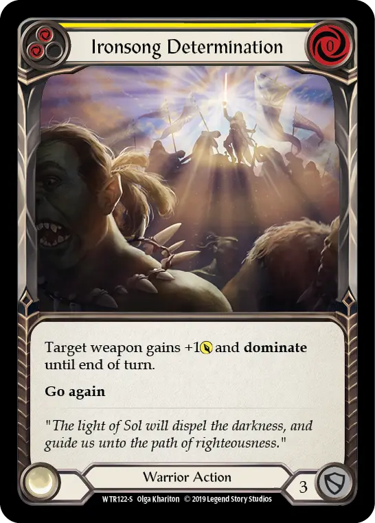Ironsong Determination — Welcome to Rathe Flesh and Blood card by Olga Khariton