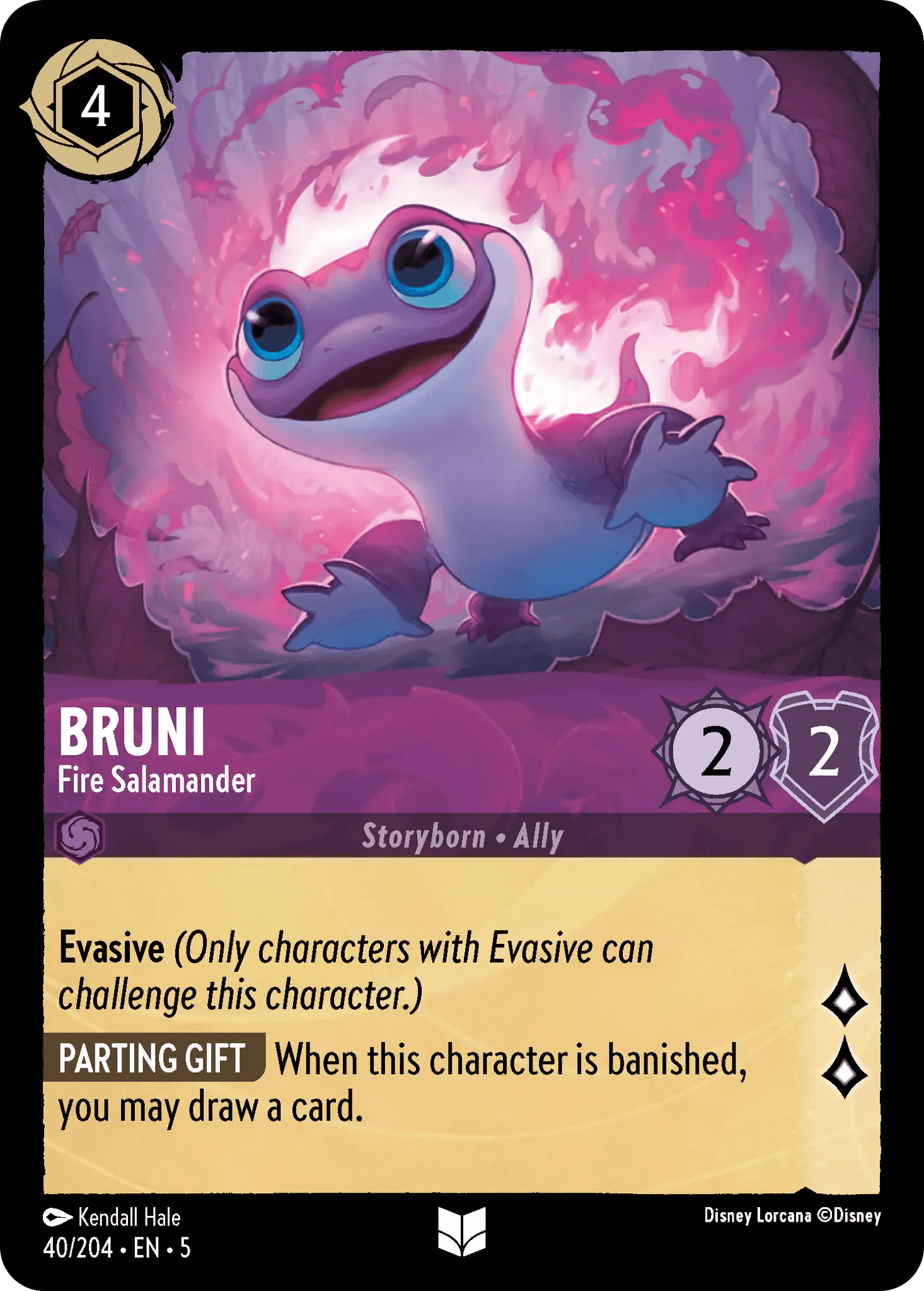 Bruni - Fire Salamander — Shimmering Skies Disney Lorcana card by Kendall Hale