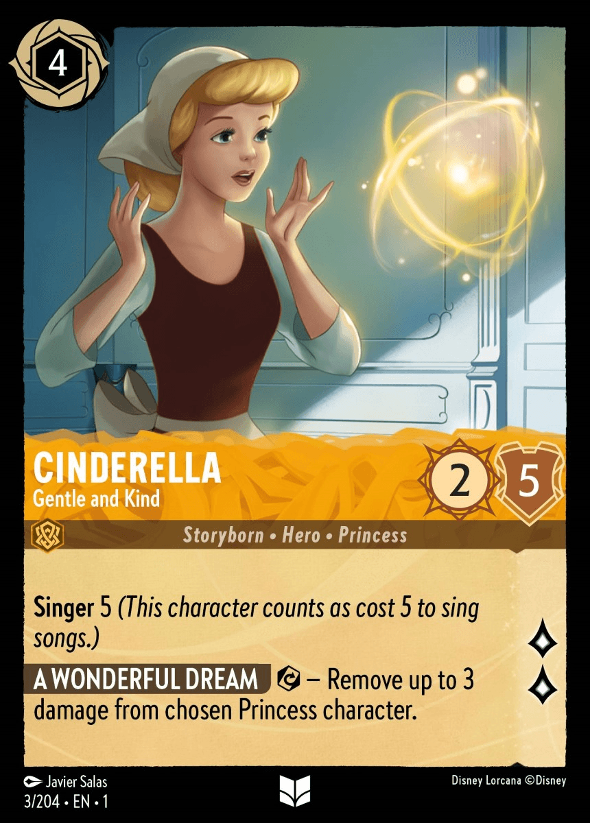 Cinderella - Gentle and Kind — The First Chapter Disney Lorcana card by Javier Salas