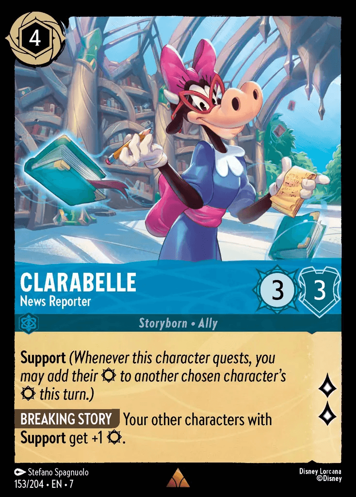 Clarabelle - News Reporter — Archazia's Island Disney Lorcana card by Stefano Spagnuolo