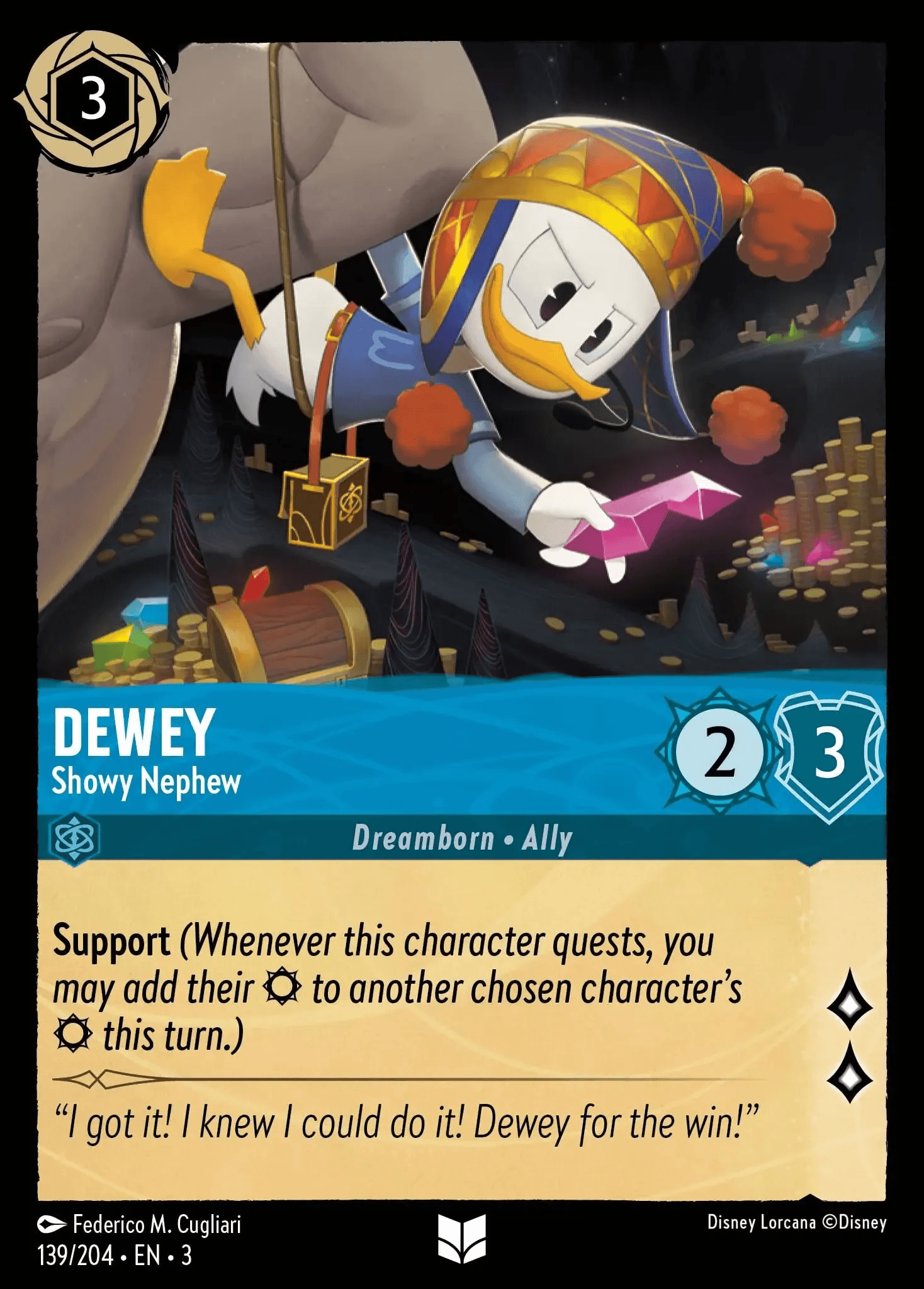 Dewey - Showy Nephew — Into the Inklands Disney Lorcana card by Federico M. Cugliari