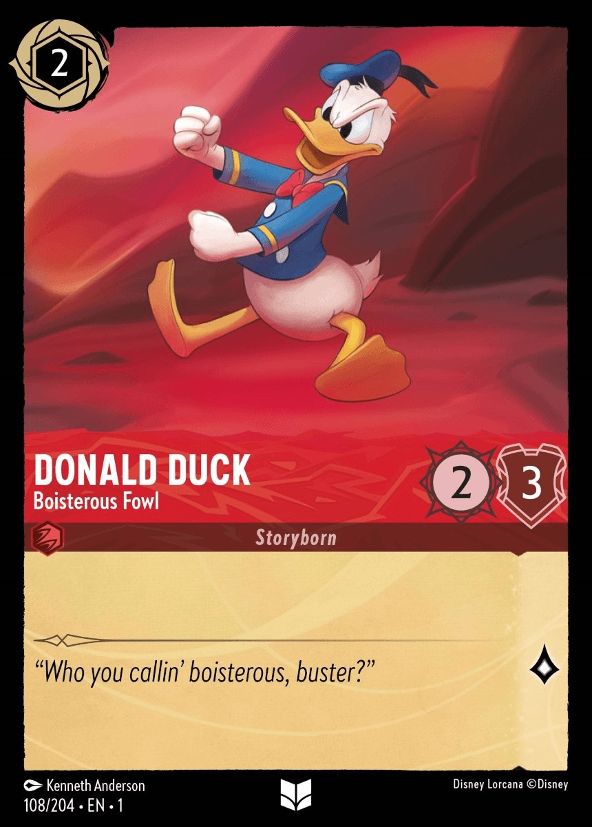 Donald Duck - Boisterous Fowl — The First Chapter Disney Lorcana card by Kenneth Anderson