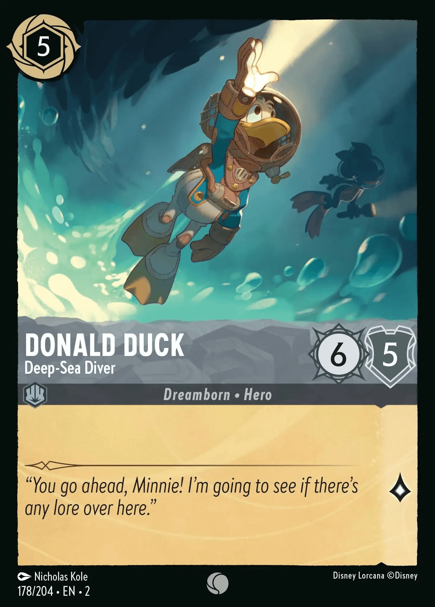 Donald Duck - Deep-Sea Diver — Rise of the Floodborn Disney Lorcana card by Nicholas Kole