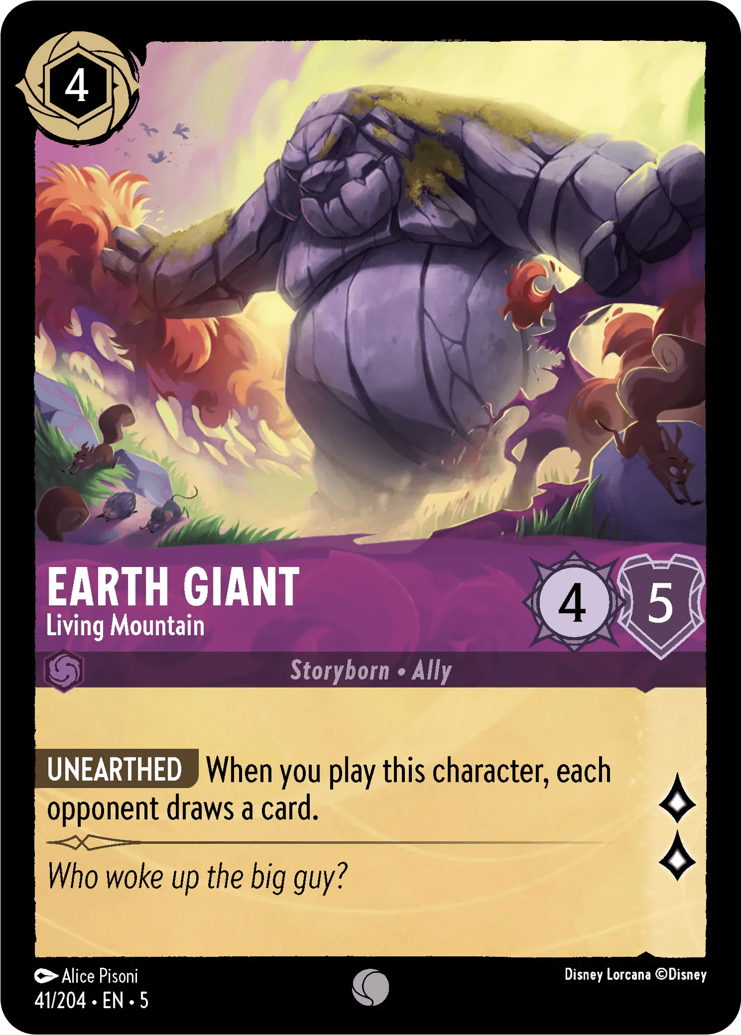 Earth Giant - Living Mountain — Shimmering Skies Disney Lorcana card by Alice Pisoni