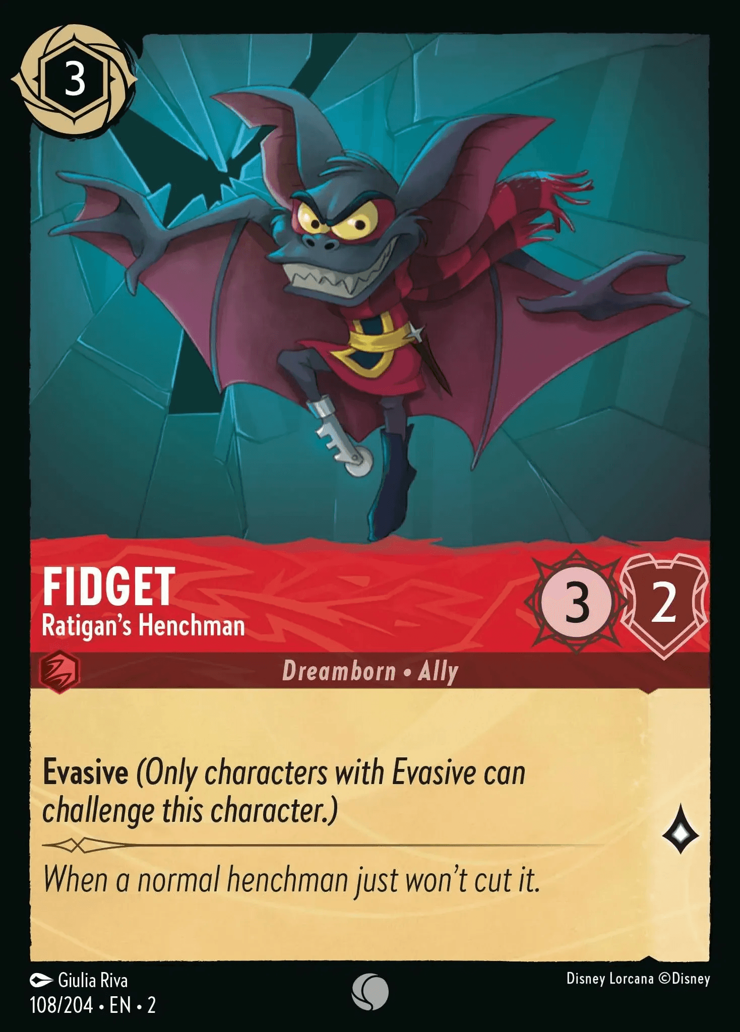 Fidget - Ratigan's Henchman — Rise of the Floodborn Disney Lorcana card by Giulia Riva