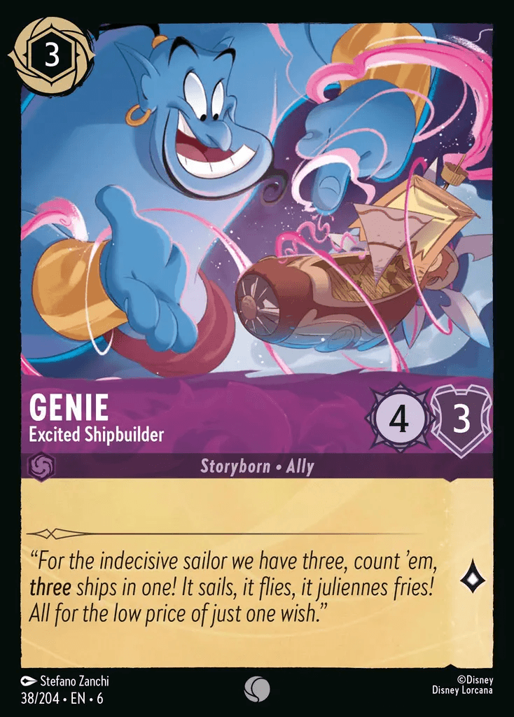 Genie - Excited Shipbuilder — Azurite Sea Disney Lorcana card by Stefano Zanchi