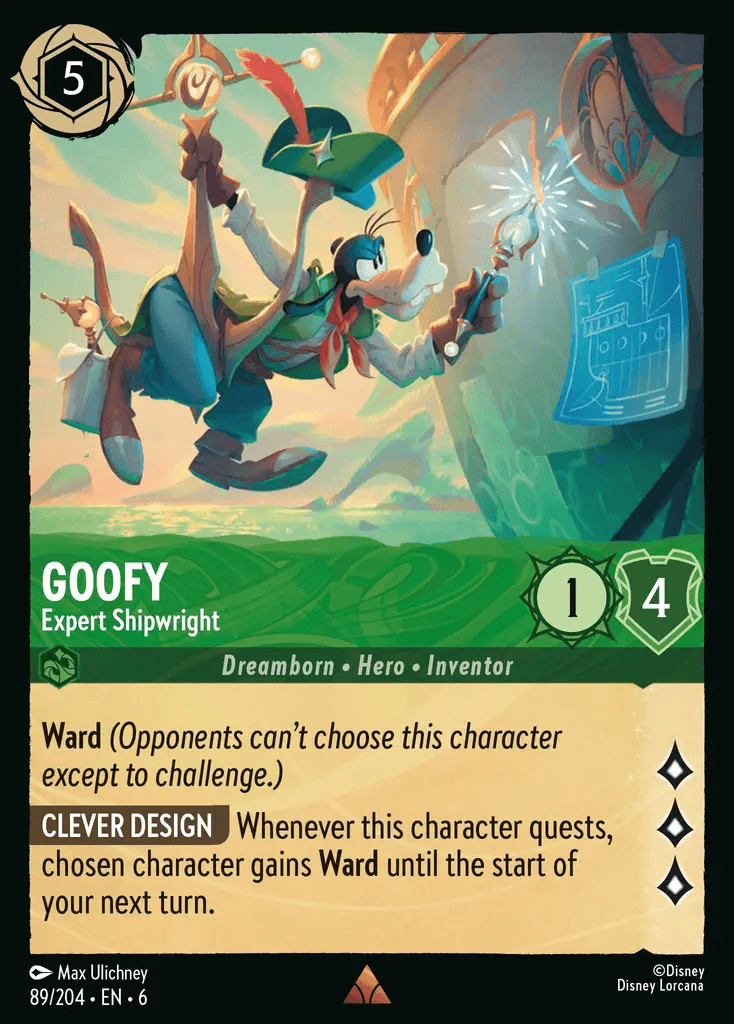 Goofy - Expert Shipwright — Azurite Sea Disney Lorcana card by Max Ulichney