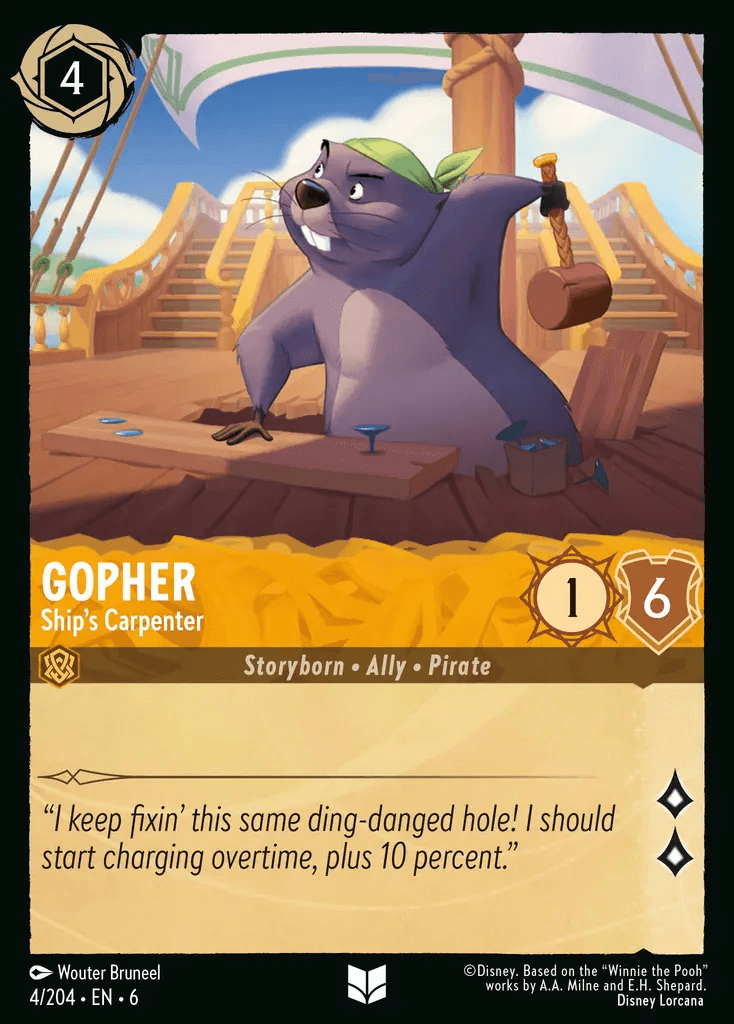 Gopher - Ship's Carpenter — Azurite Sea Disney Lorcana card by Wouter Bruneel