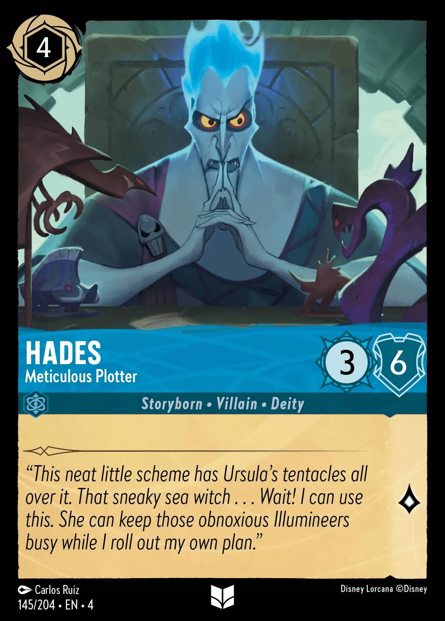 Hades - Meticulous Plotter — Ursula's Return Disney Lorcana card by Carlos Ruiz