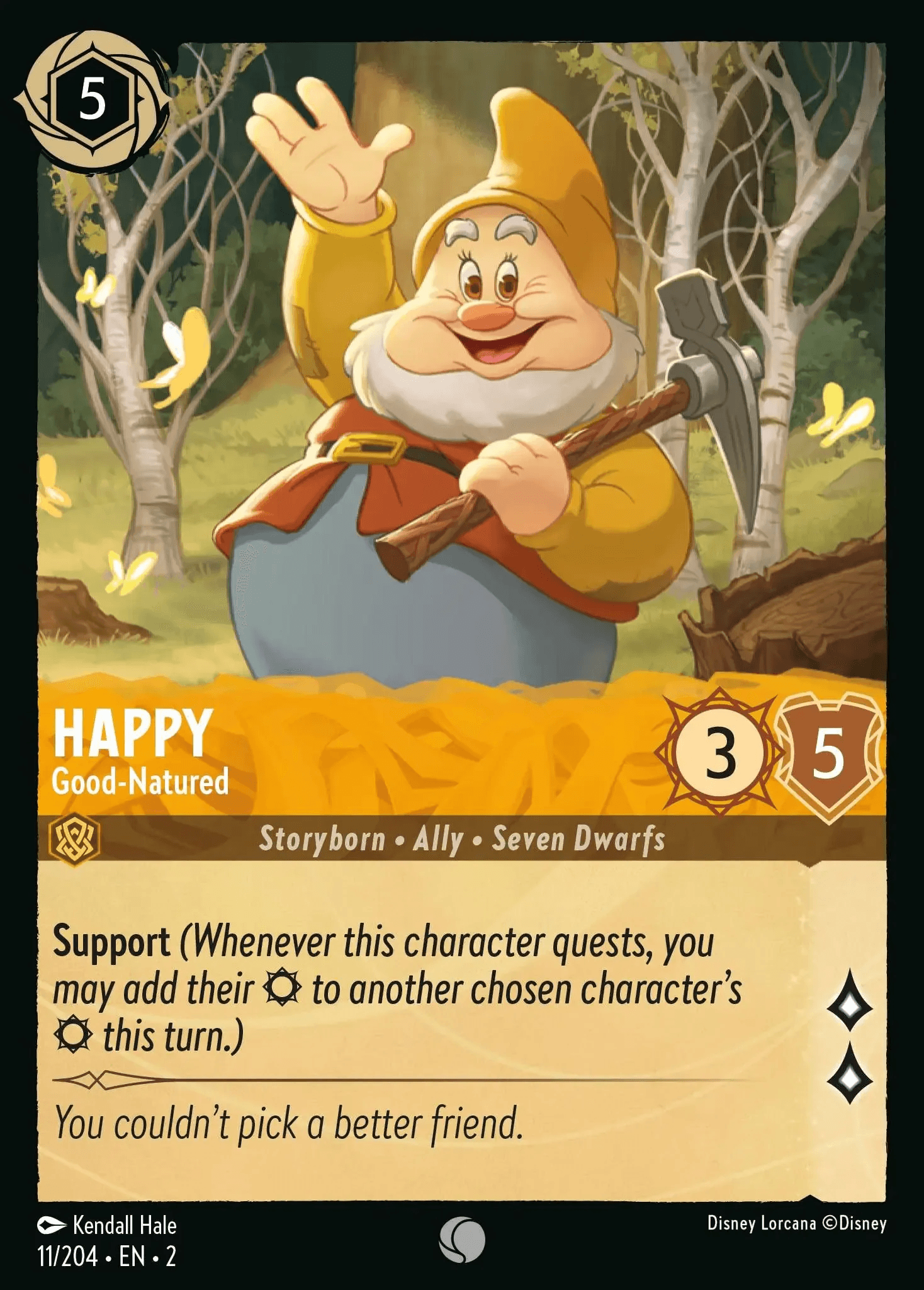 Happy - Good-Natured — Rise of the Floodborn Disney Lorcana card by Kendall Hale