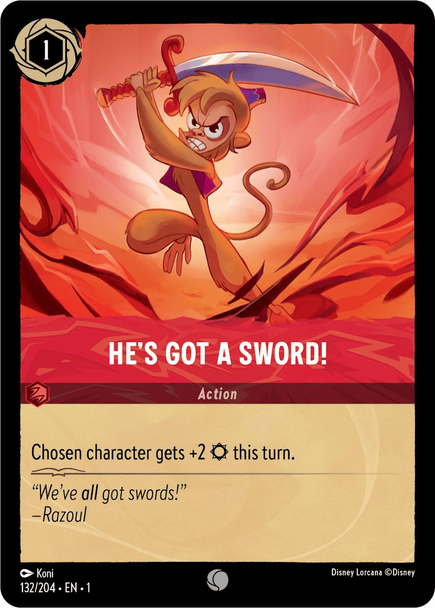 He's Got A Sword! — The First Chapter Disney Lorcana card by Koni