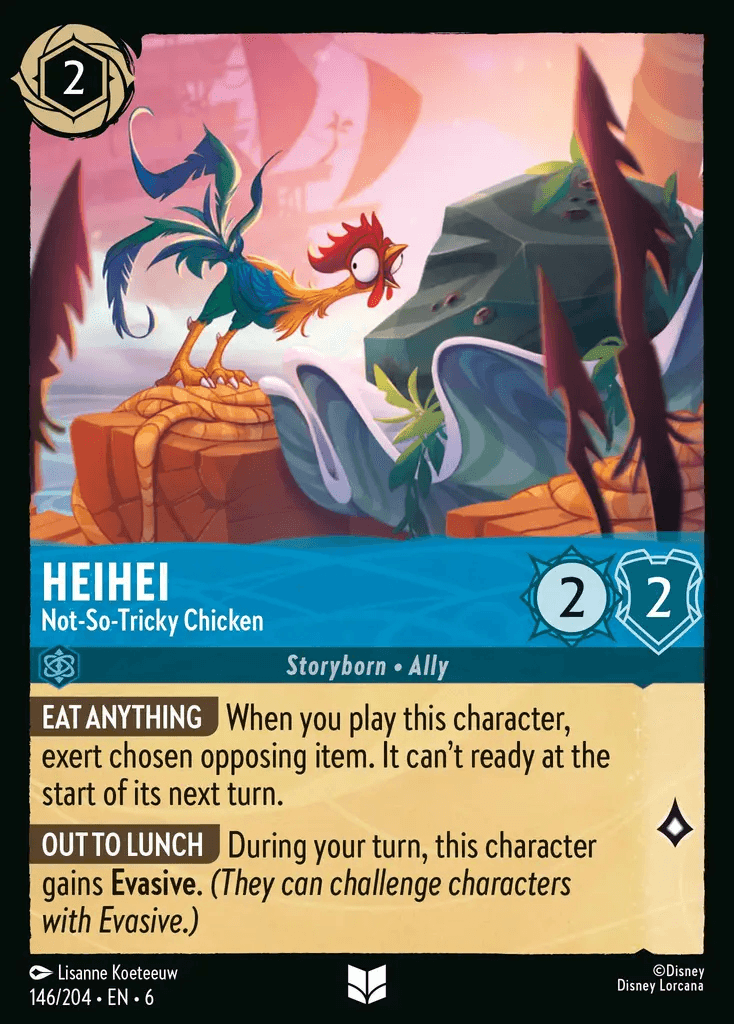 HeiHei - Not-So-Tricky Chicken — Azurite Sea Disney Lorcana card by Lisanne Koeteeuw