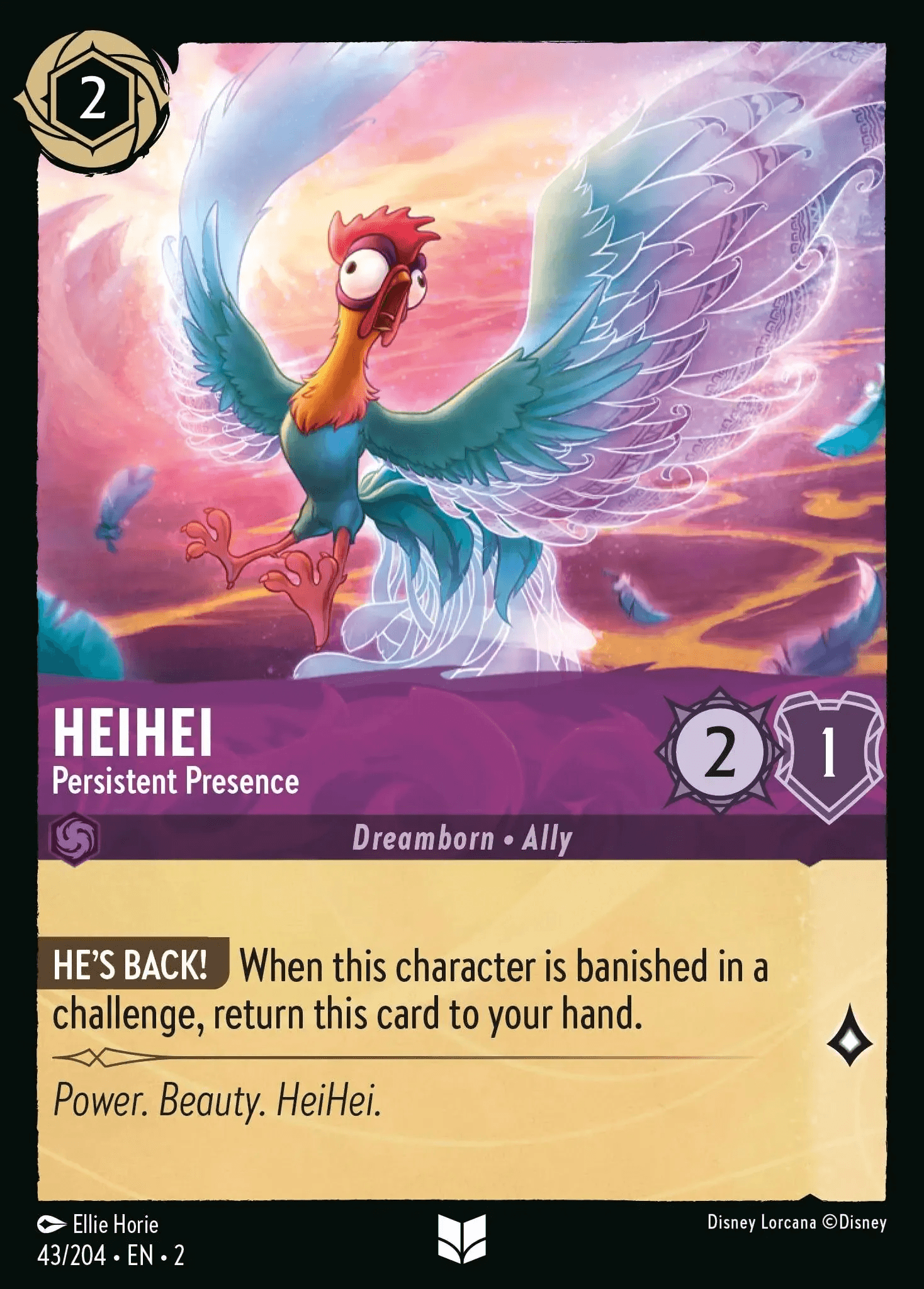 HeiHei - Persistent Presence — Rise of the Floodborn Disney Lorcana card by Ellie Horie