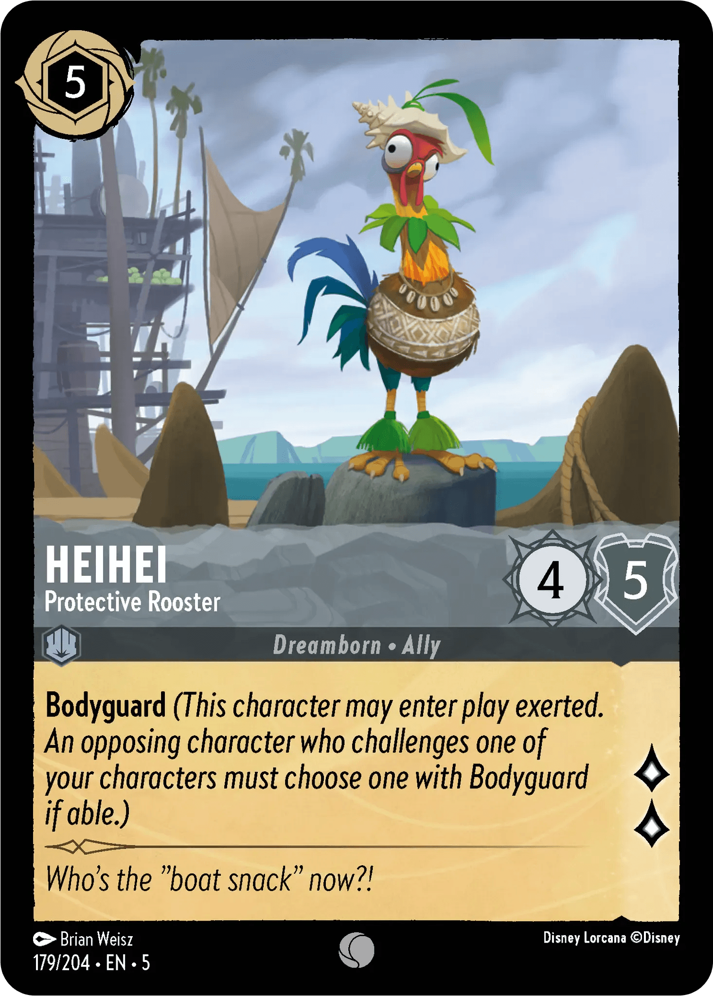 Heihei - Protective Rooster — Shimmering Skies Disney Lorcana card by Brian Weisz