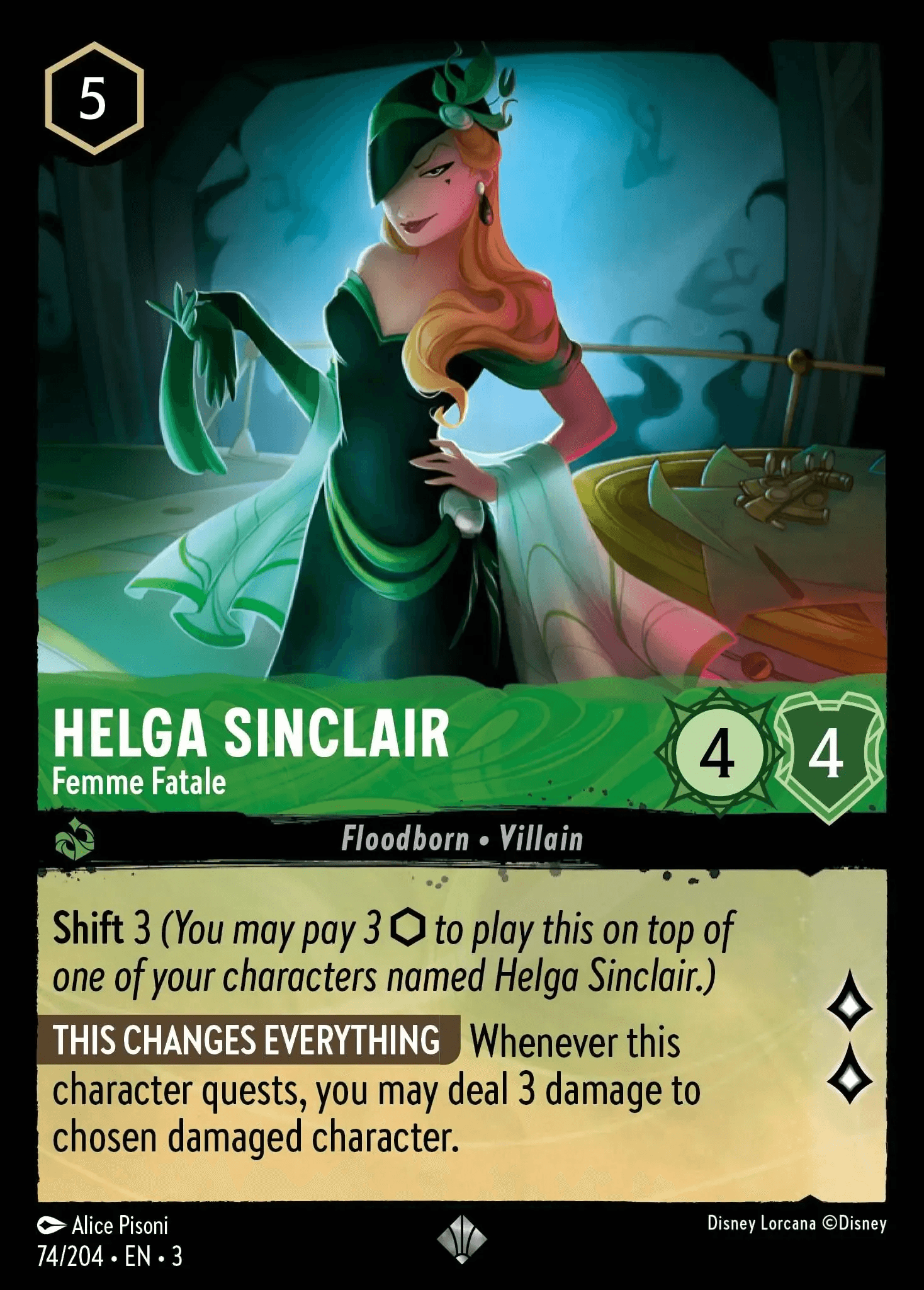 Helga Sinclair - Femme Fatale — Into the Inklands Disney Lorcana card by Alice Pisoni