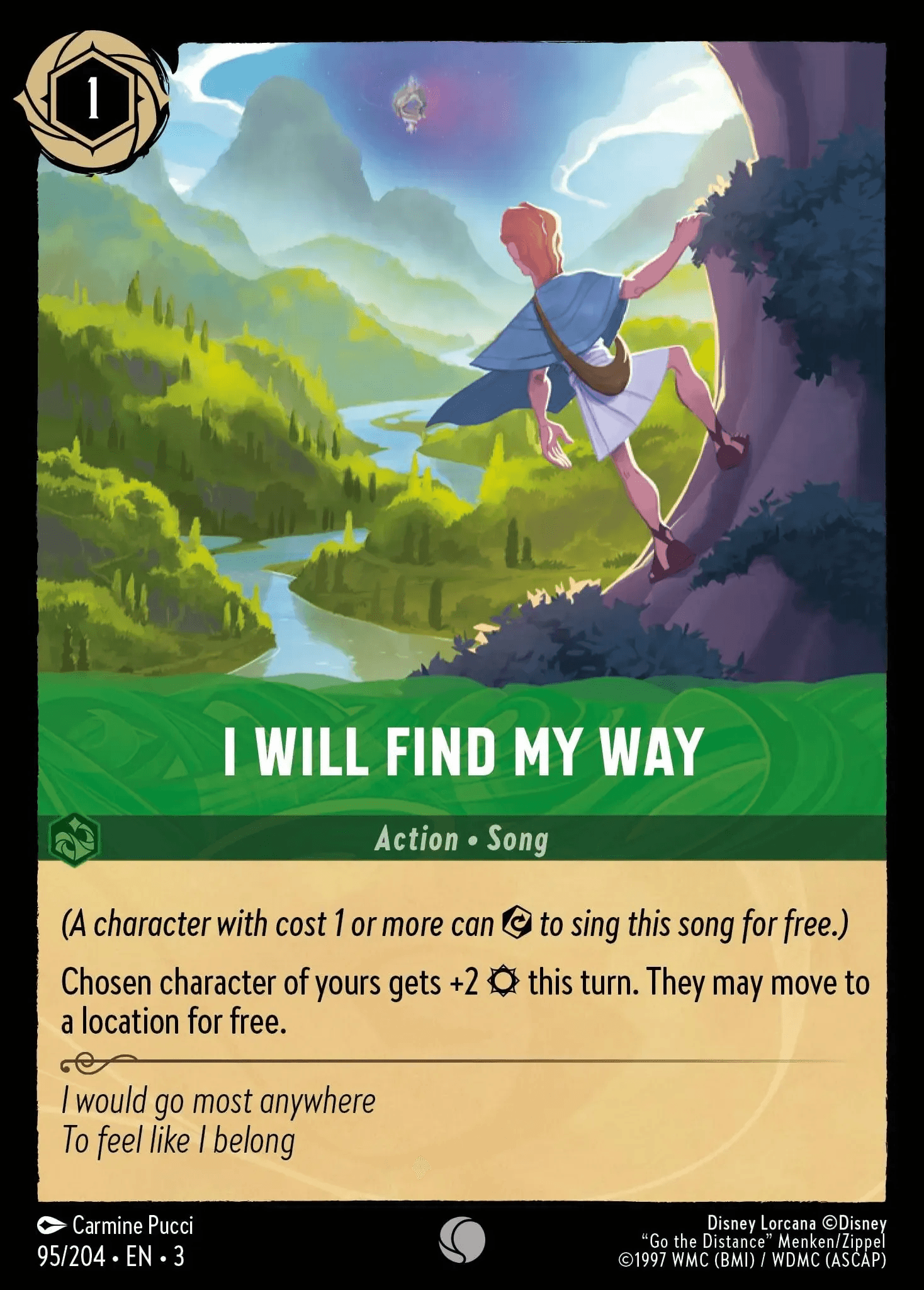 I Will Find My Way — Into the Inklands Disney Lorcana card by Carmine Pucci