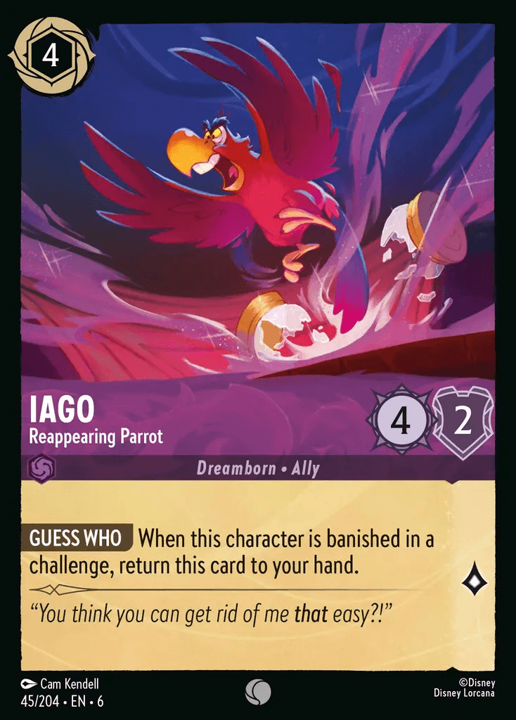 Iago - Reappearing Parrot — Azurite Sea Disney Lorcana card by Cam Kendell