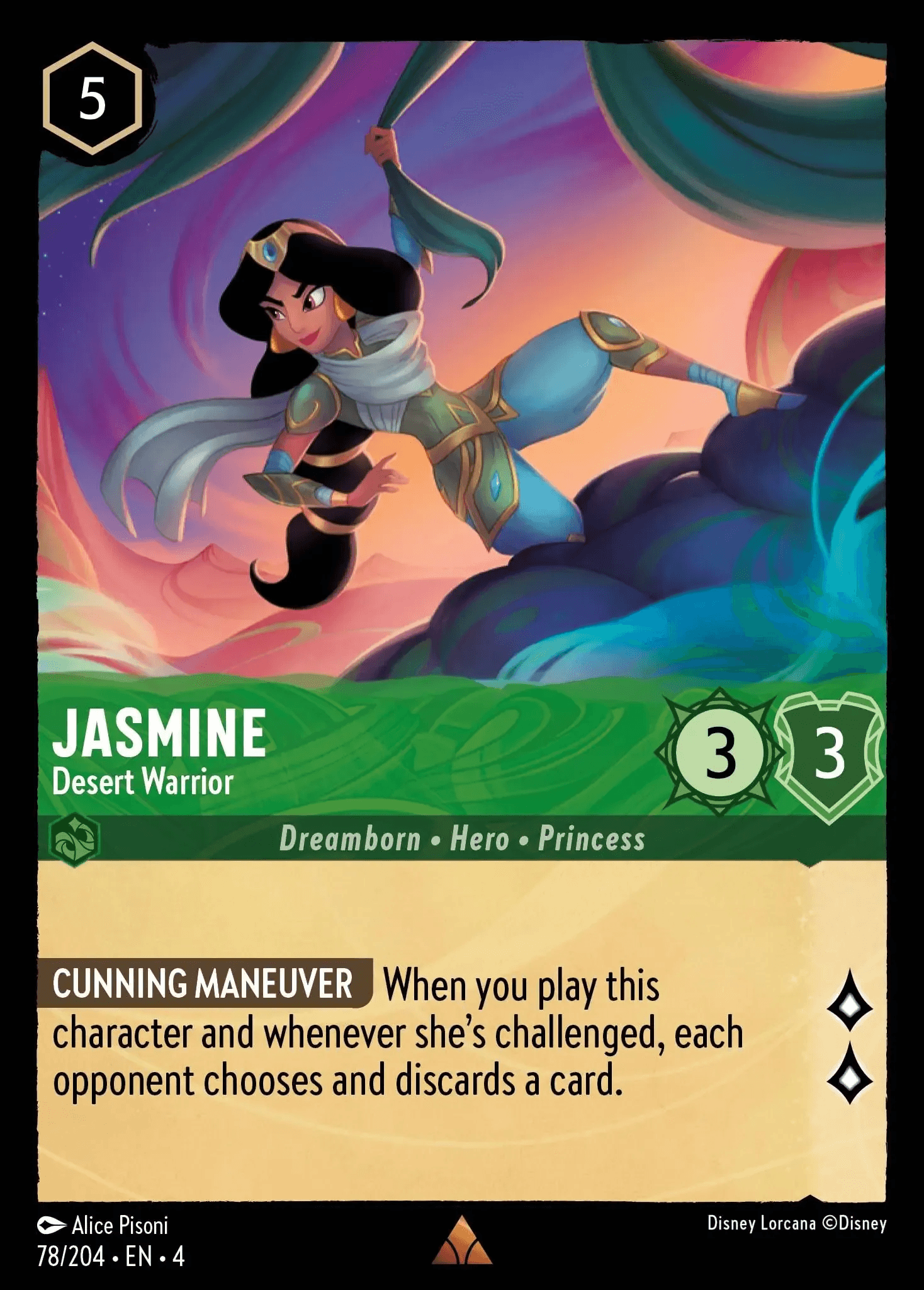 Jasmine - Desert Warrior — Ursula's Return Disney Lorcana card by Alice Pisoni