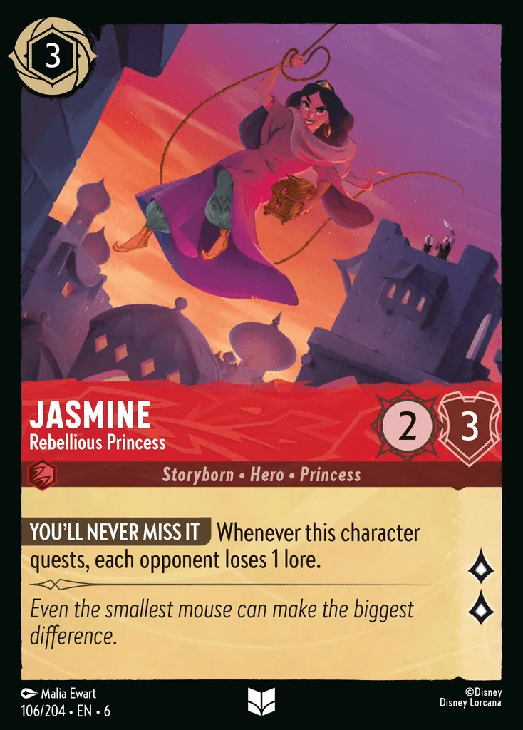 Jasmine - Rebellious Princess — Azurite Sea Disney Lorcana card by Malia Ewart