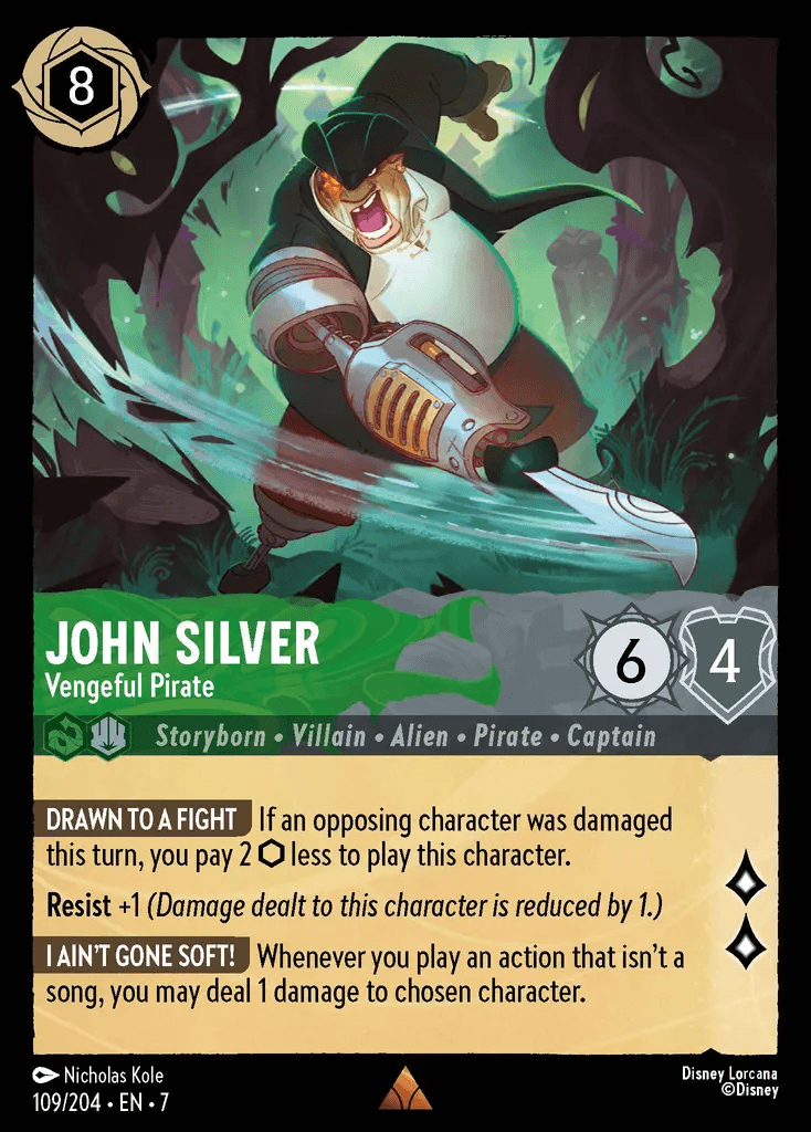 John Silver - Vengeful Pirate — Archazia's Island Disney Lorcana card by Nicholas Kole