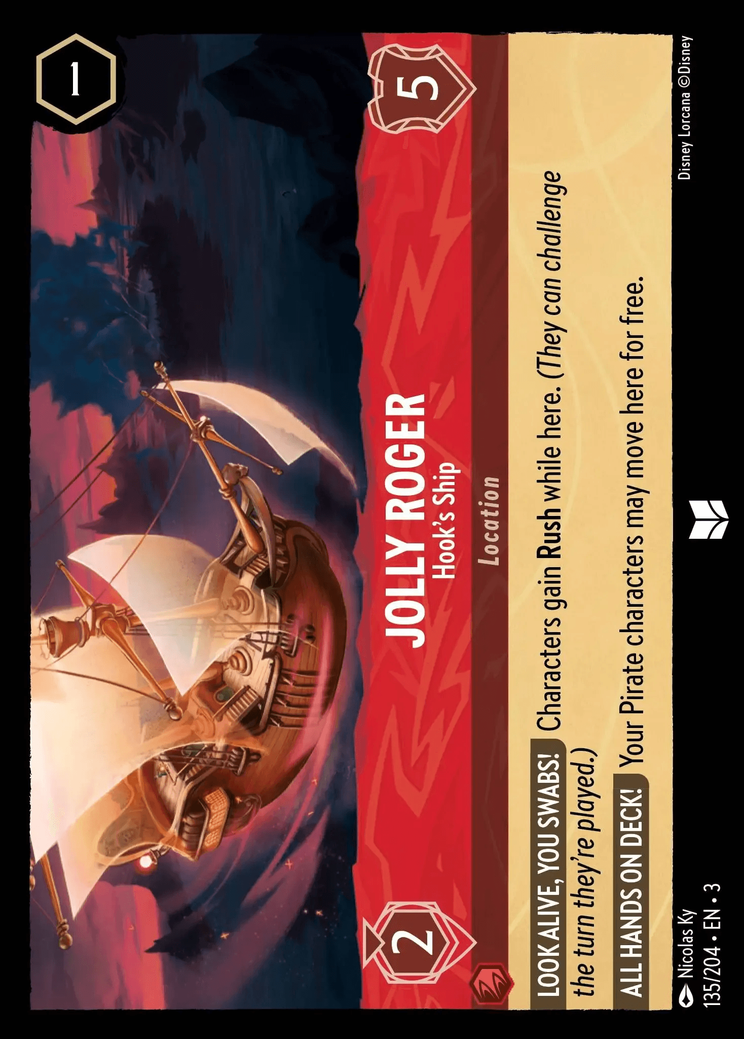 Jolly Roger - Hook's Ship — Into the Inklands Disney Lorcana card by Nicolas Ky