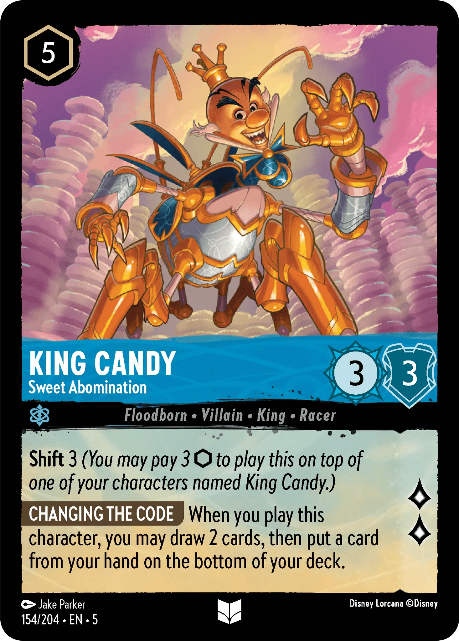 King Candy - Sweet Abomination — Shimmering Skies Disney Lorcana card by Jake Parker