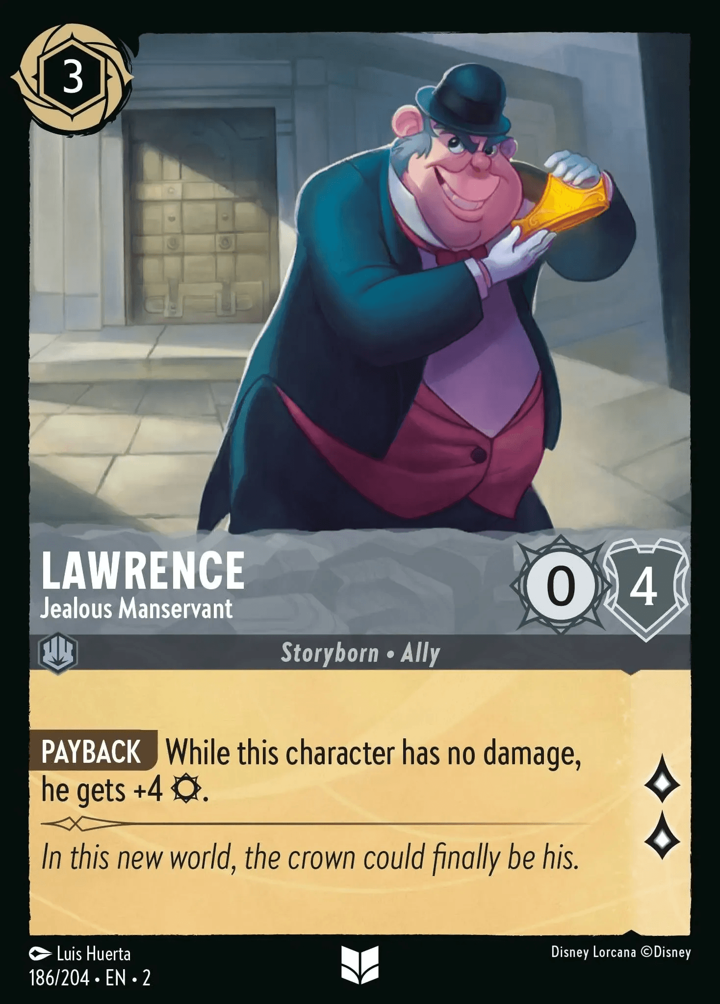 Lawrence - Jealous Manservant — Rise of the Floodborn Disney Lorcana card by Luis Huerta