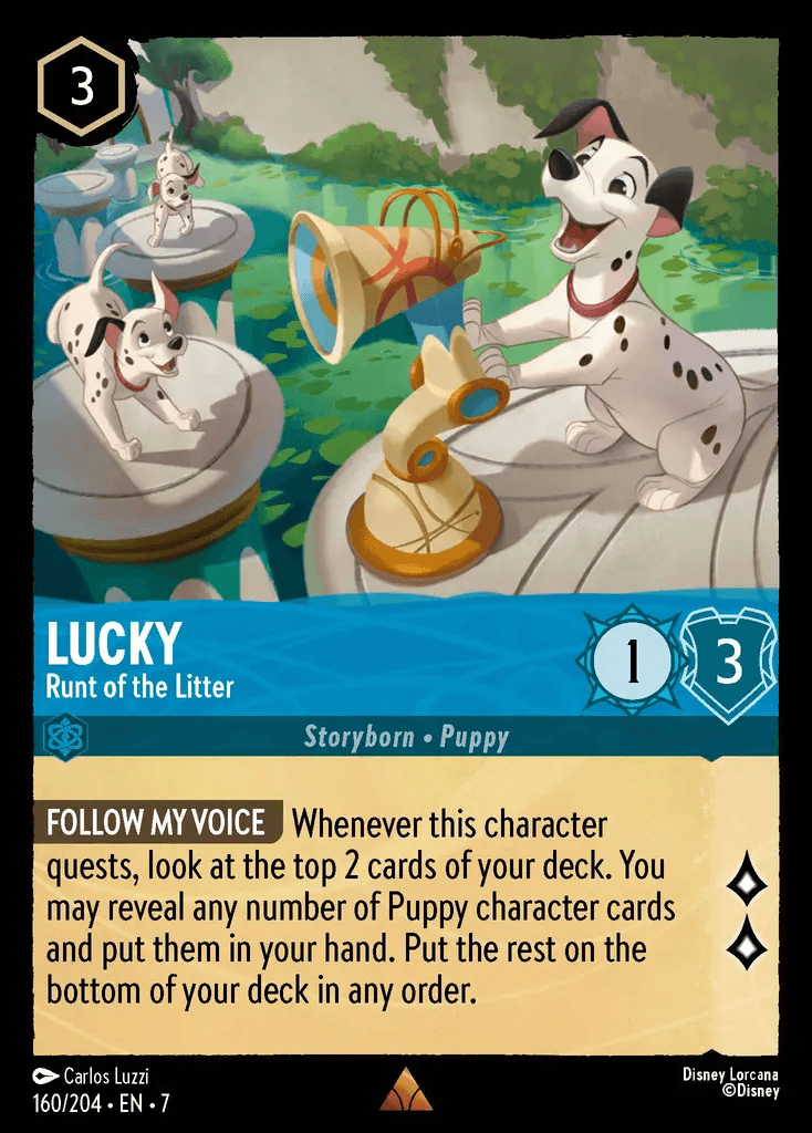 Lucky - Runt of the Litter — Archazia's Island Disney Lorcana card by Carlos Luzzi