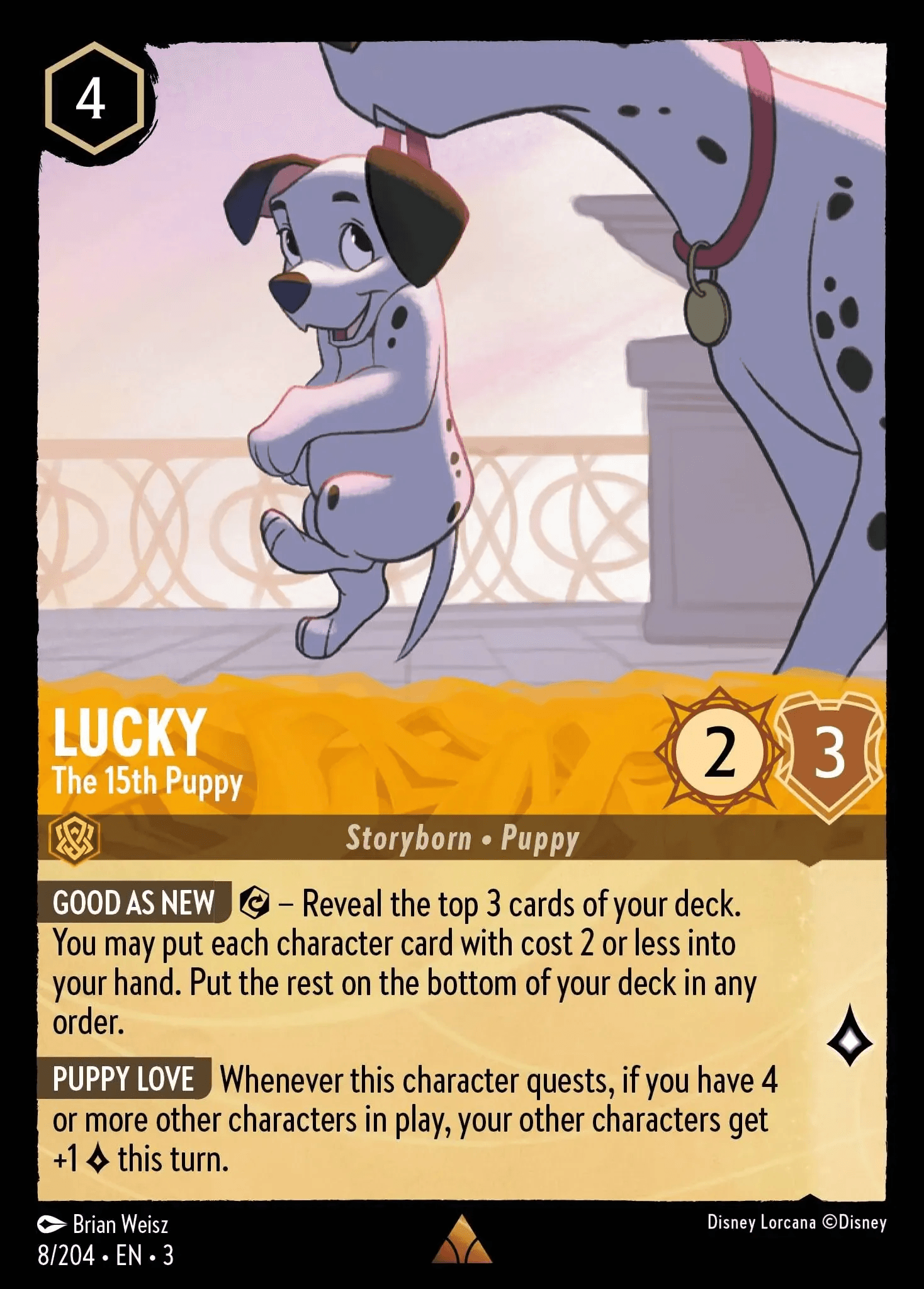 Lucky - The 15th Puppy — Into the Inklands Disney Lorcana card by Brian Weisz