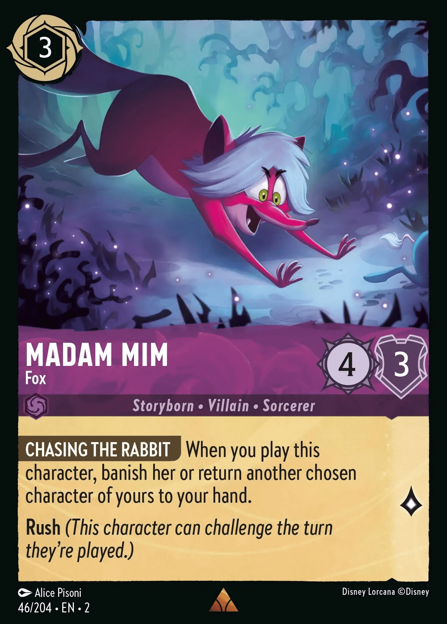 Madam Mim - Fox — Rise of the Floodborn Disney Lorcana card by Alice Pisoni