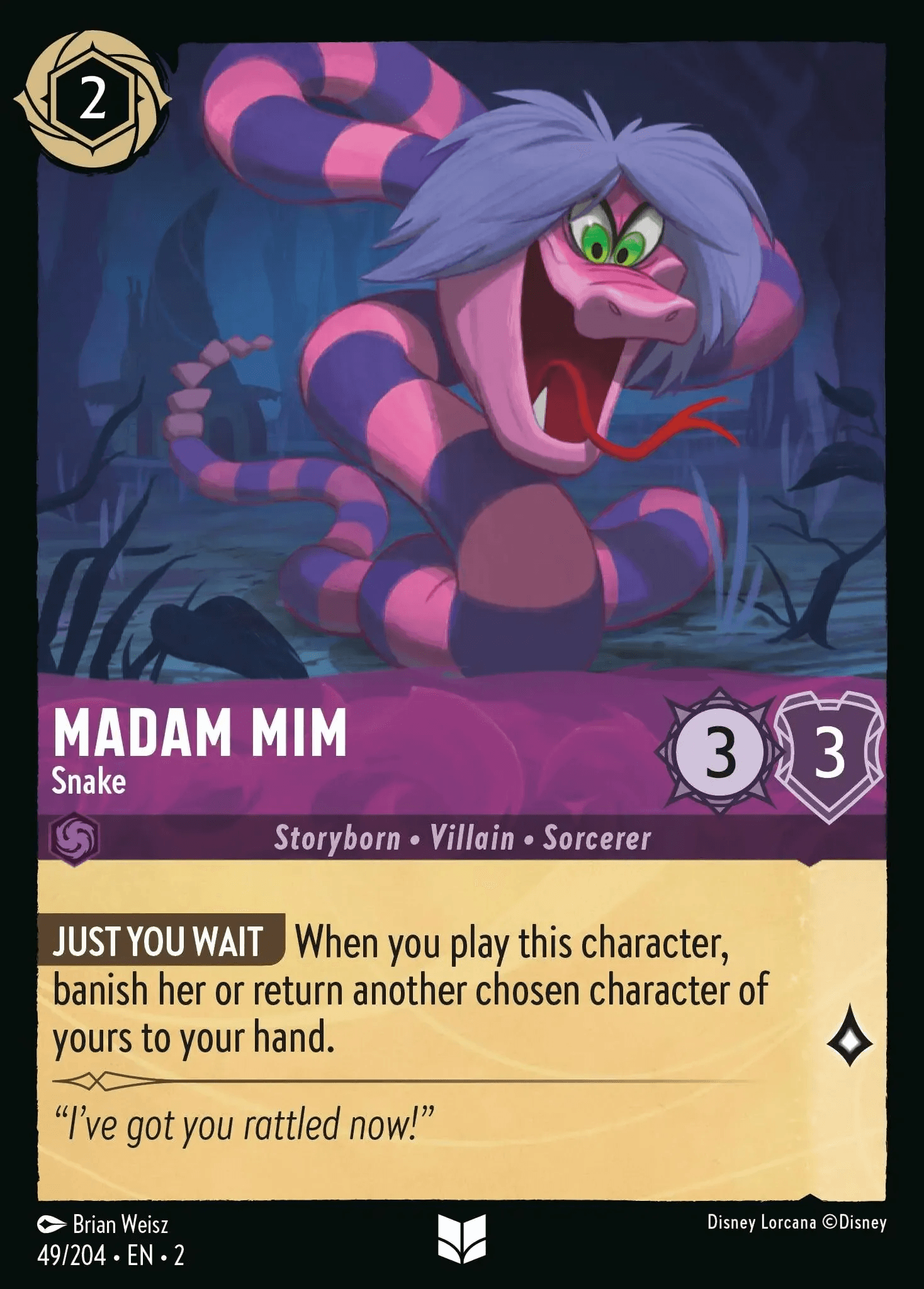 Madam Mim - Snake — Rise of the Floodborn Disney Lorcana card by Brian Weisz