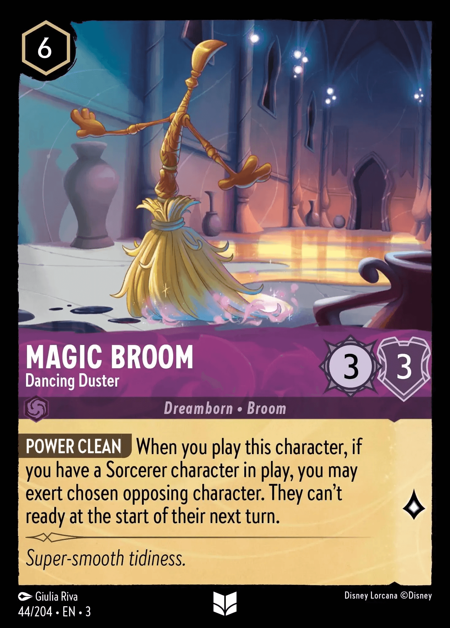 Magic Broom - Dancing Duster — Into the Inklands Disney Lorcana card by Giulia Riva