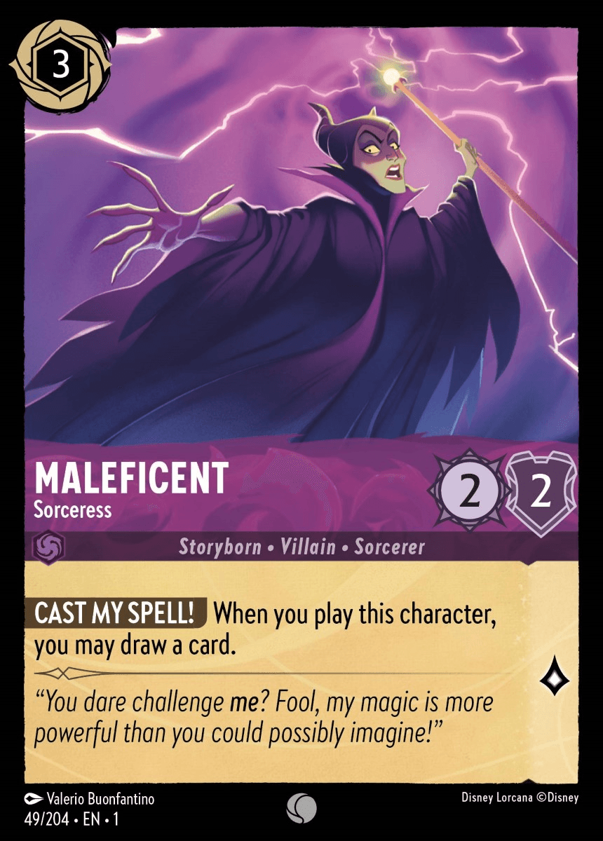 Maleficent - Sorceress — The First Chapter Disney Lorcana card by Valerio Buonfantino