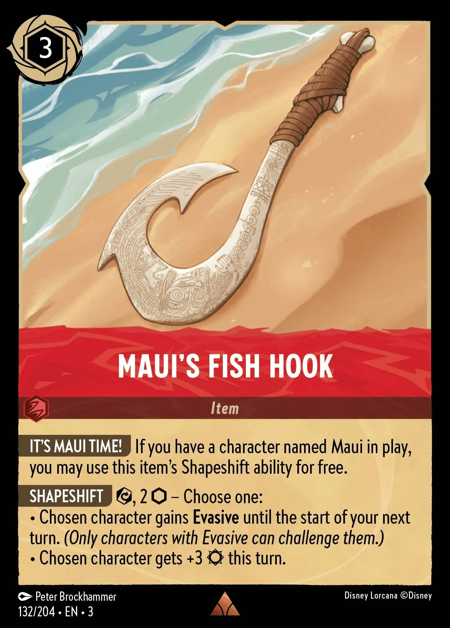 Maui's Fish Hook — Into the Inklands Disney Lorcana card by Peter Brockhammer