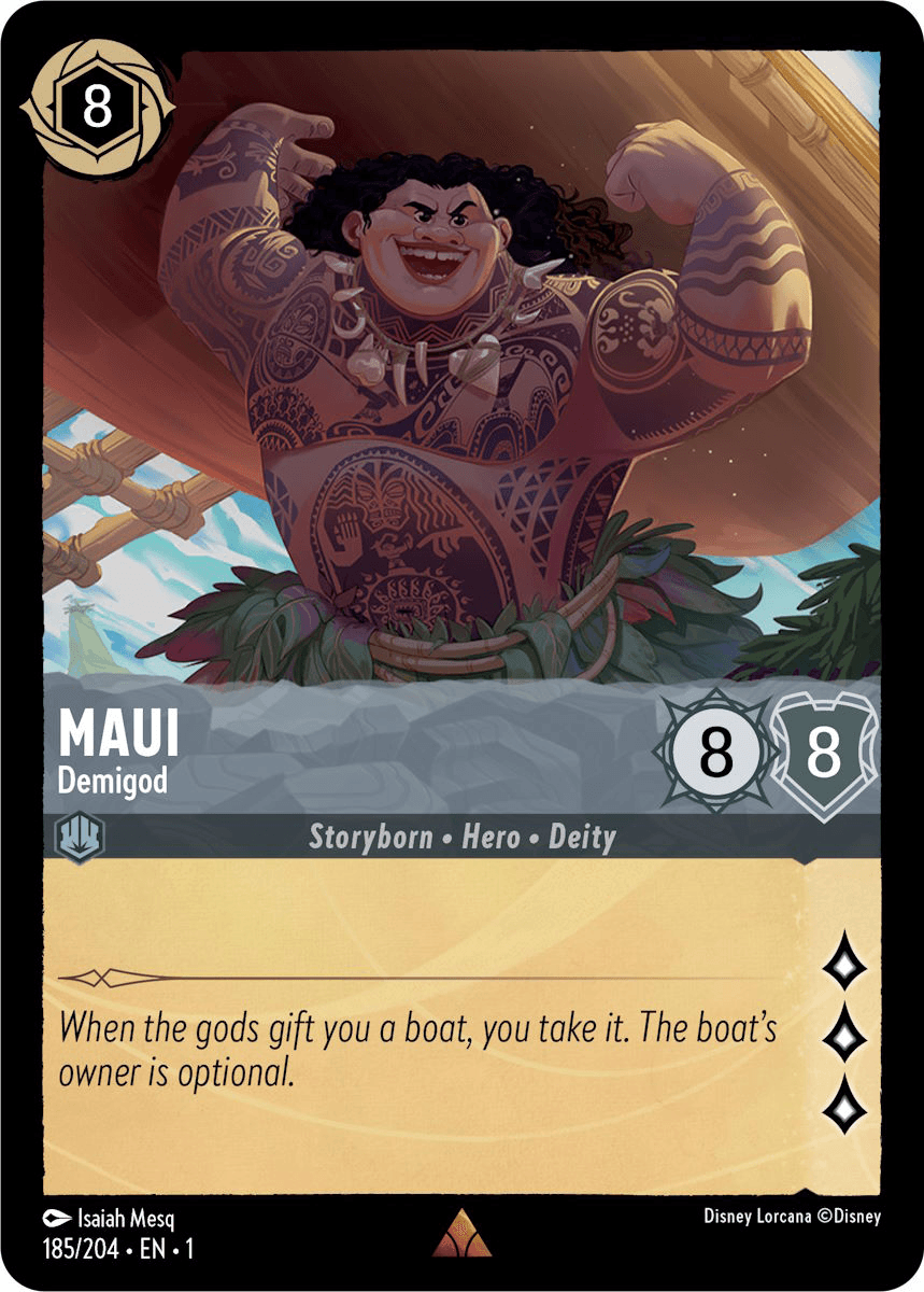 Maui - Demigod — The First Chapter Disney Lorcana card by Isaiah Mesq