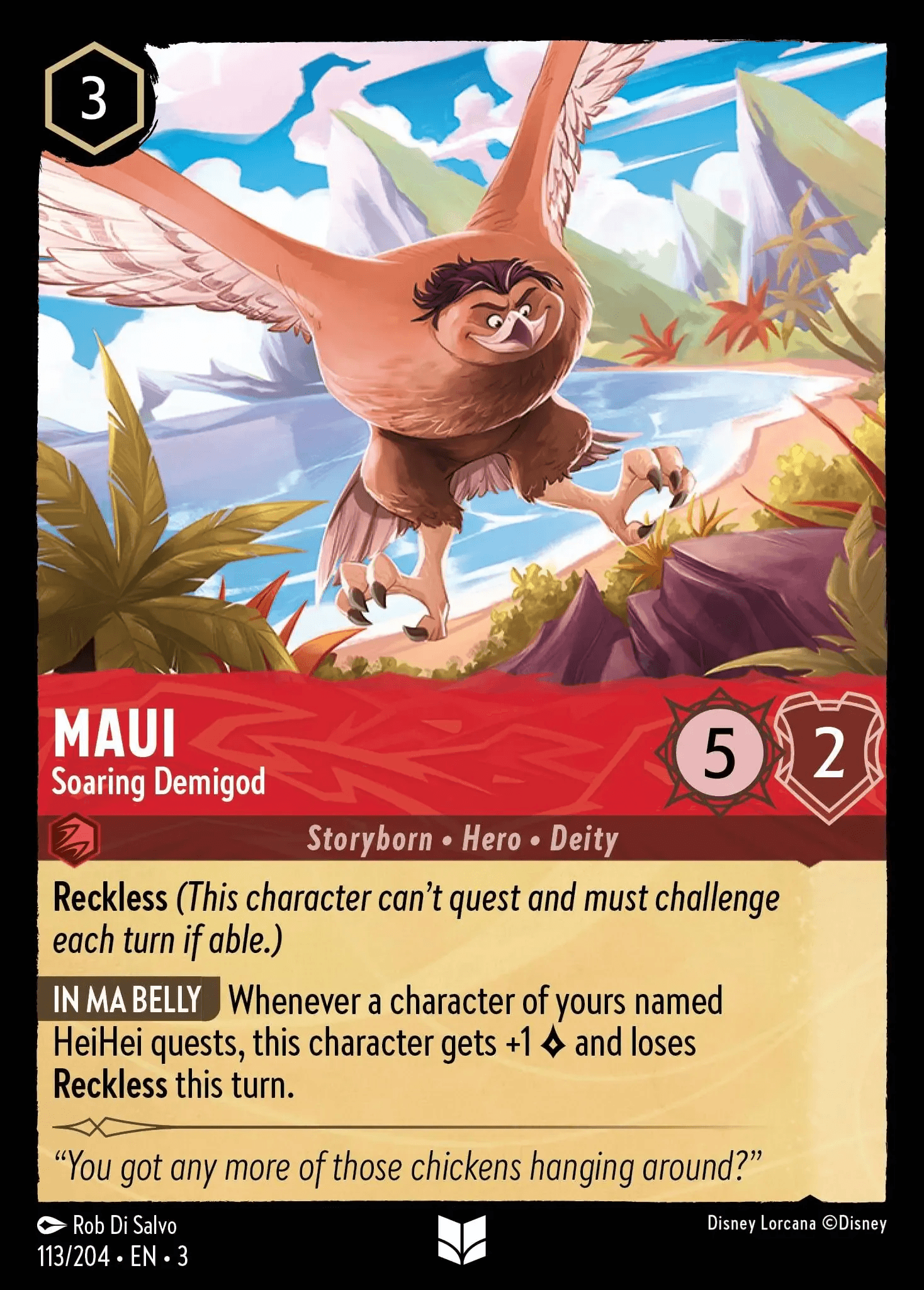 Maui - Soaring Demigod — Into the Inklands Disney Lorcana card by Rob Di Salvo