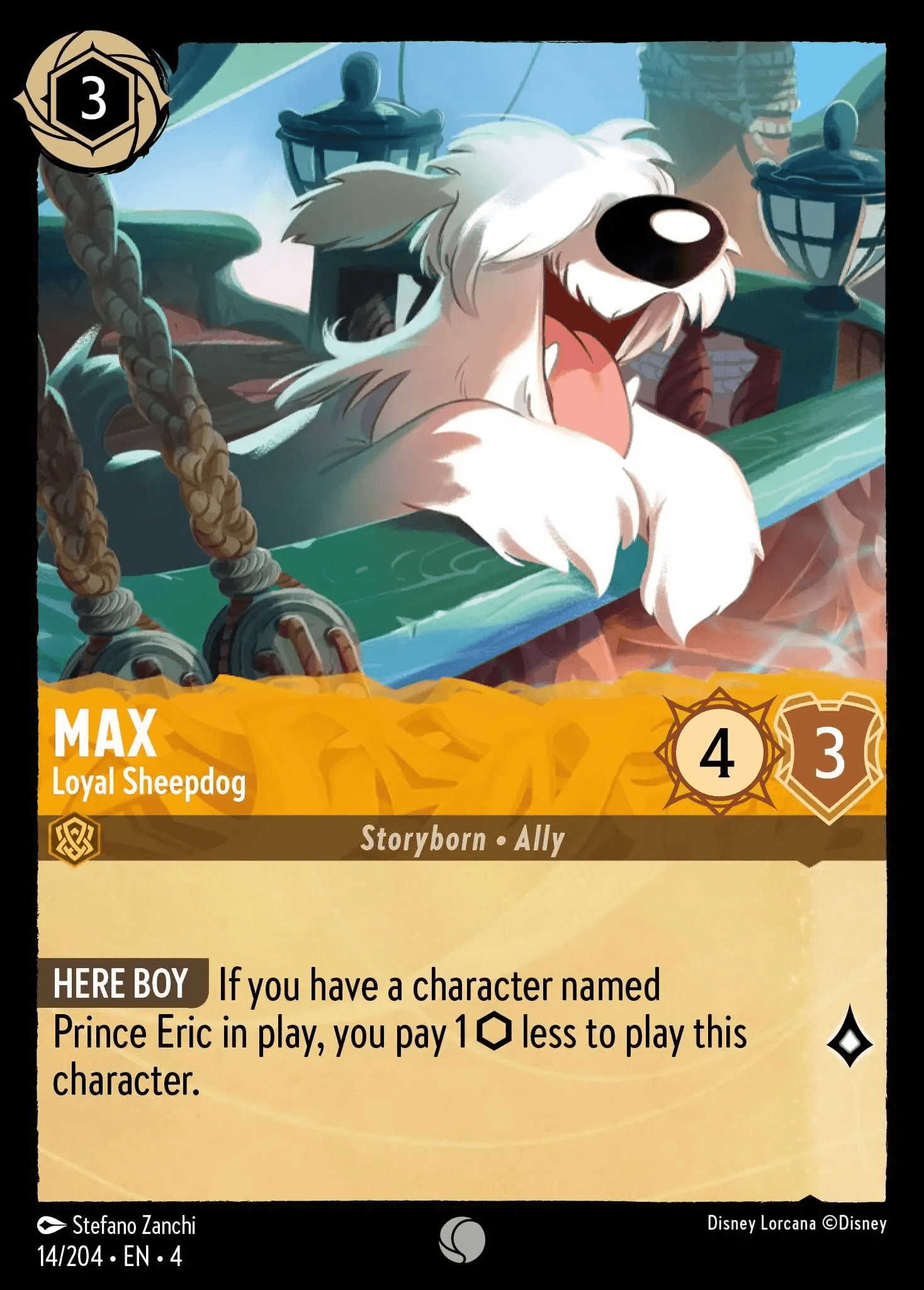 Max - Loyal Sheepdog — Ursula's Return Disney Lorcana card by Stefano Zanchi