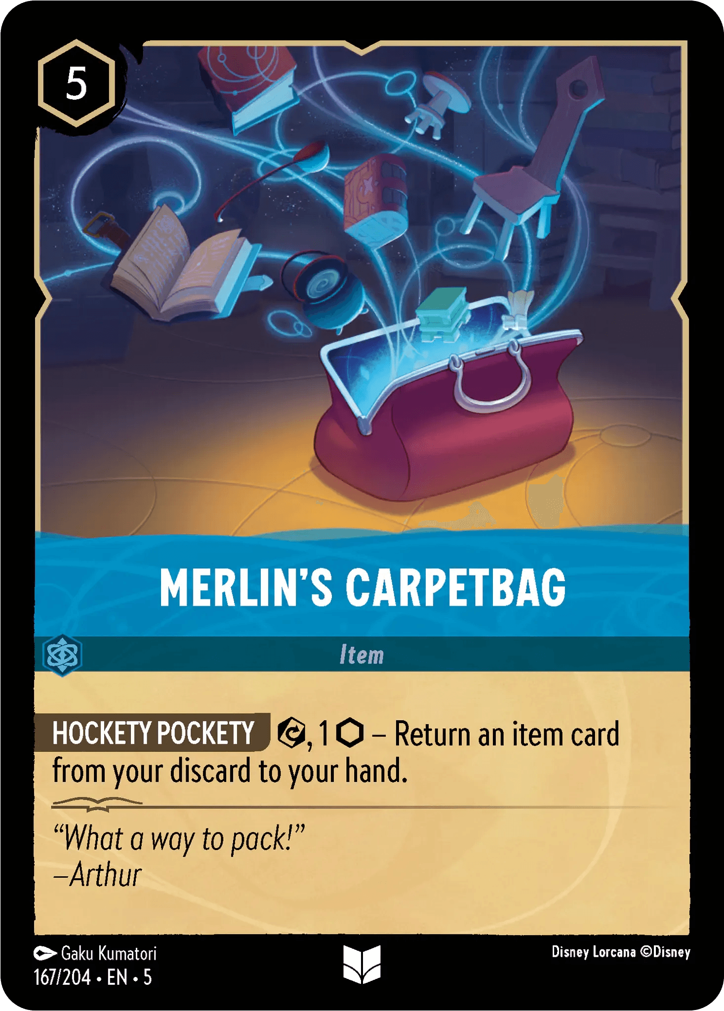Merlin's Carpetbag — Shimmering Skies Disney Lorcana card by Gaku Kumatori