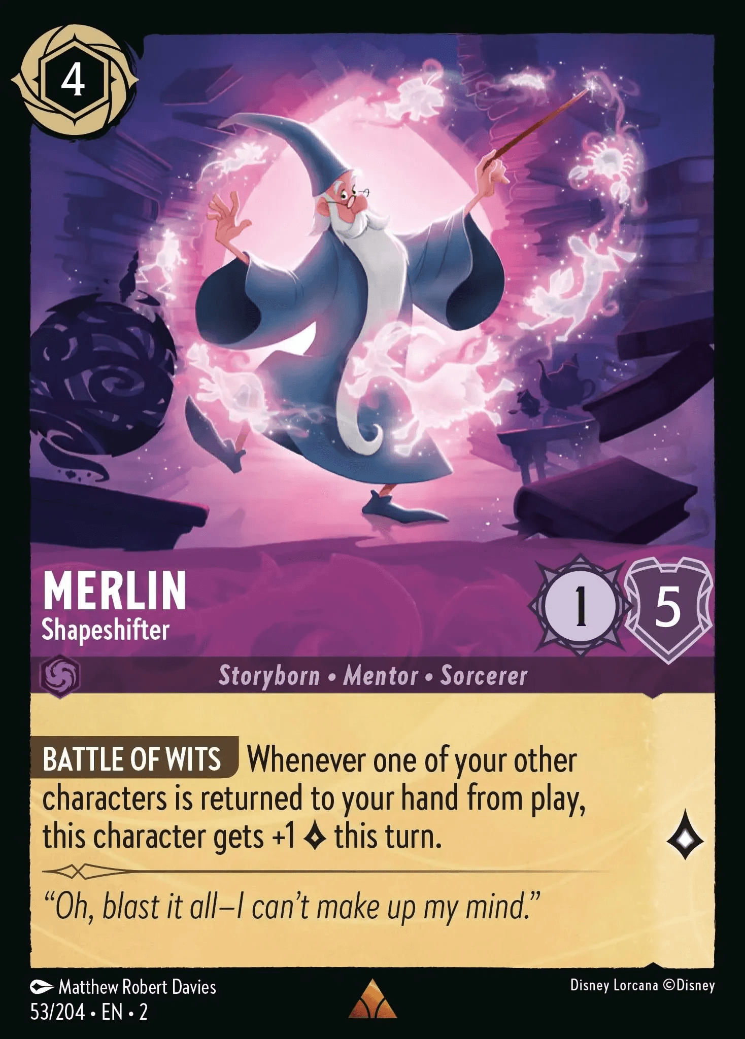 Merlin - Shapeshifter — Rise of the Floodborn Disney Lorcana card by Matthew Robert Davies