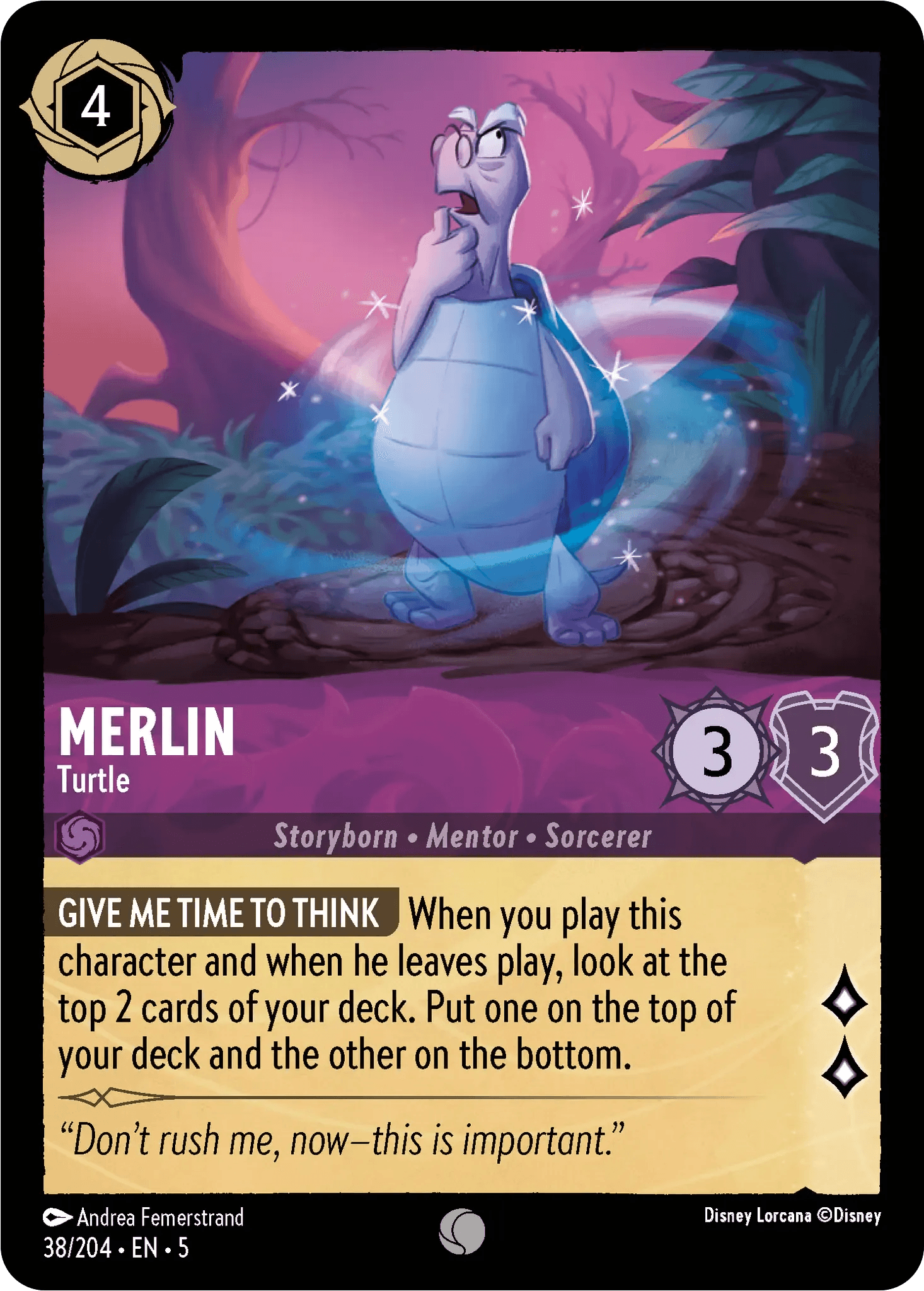 Merlin - Turtle — Shimmering Skies Disney Lorcana card by Andrea Femerstrand