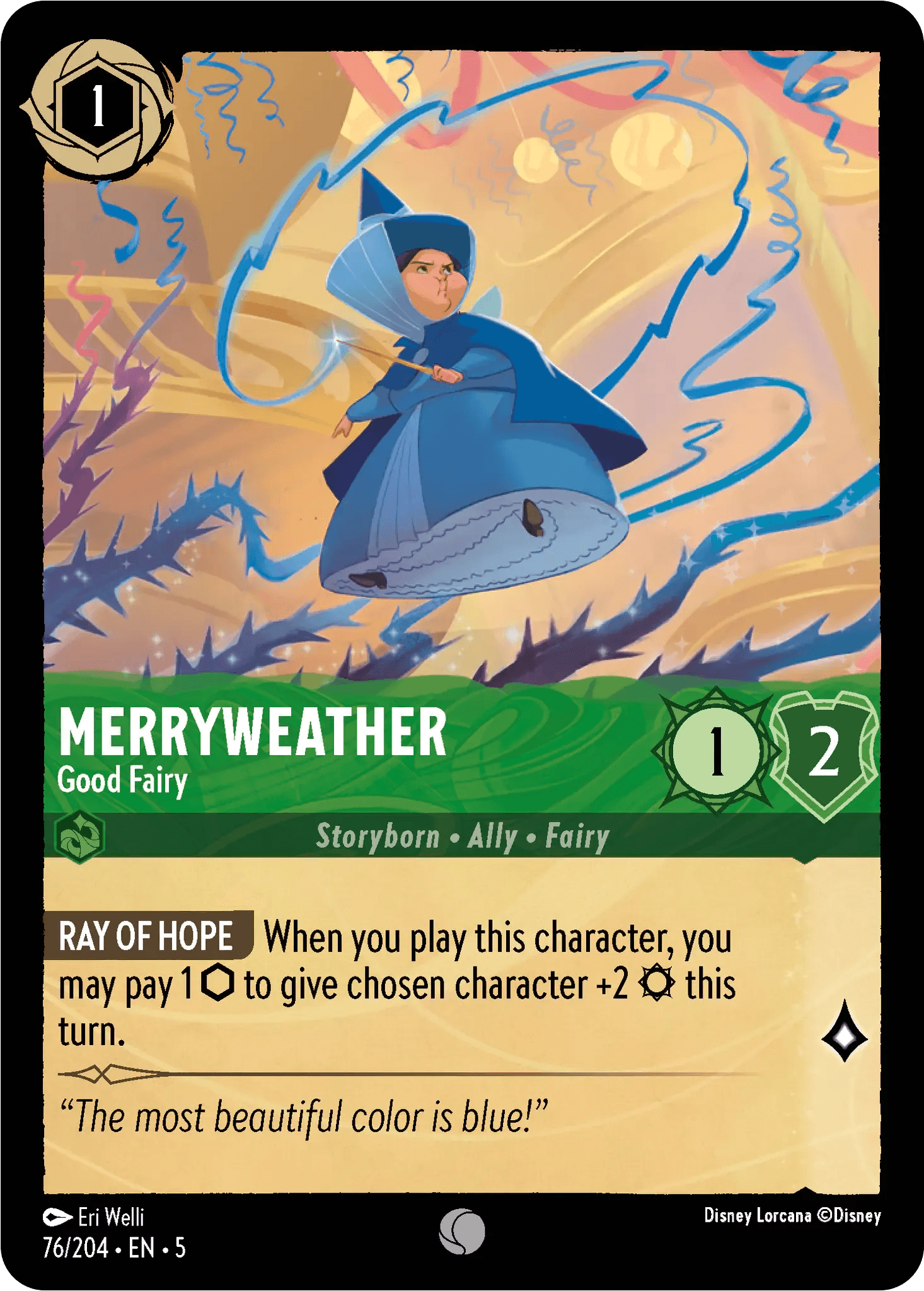 Merryweather - Good Fairy — Shimmering Skies Disney Lorcana card by Eri Welli