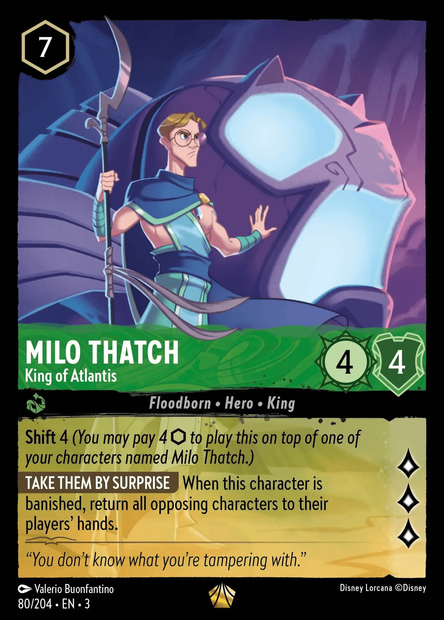 Milo Thatch - King of Atlantis — Into the Inklands Disney Lorcana card by Valerio Buonfantino