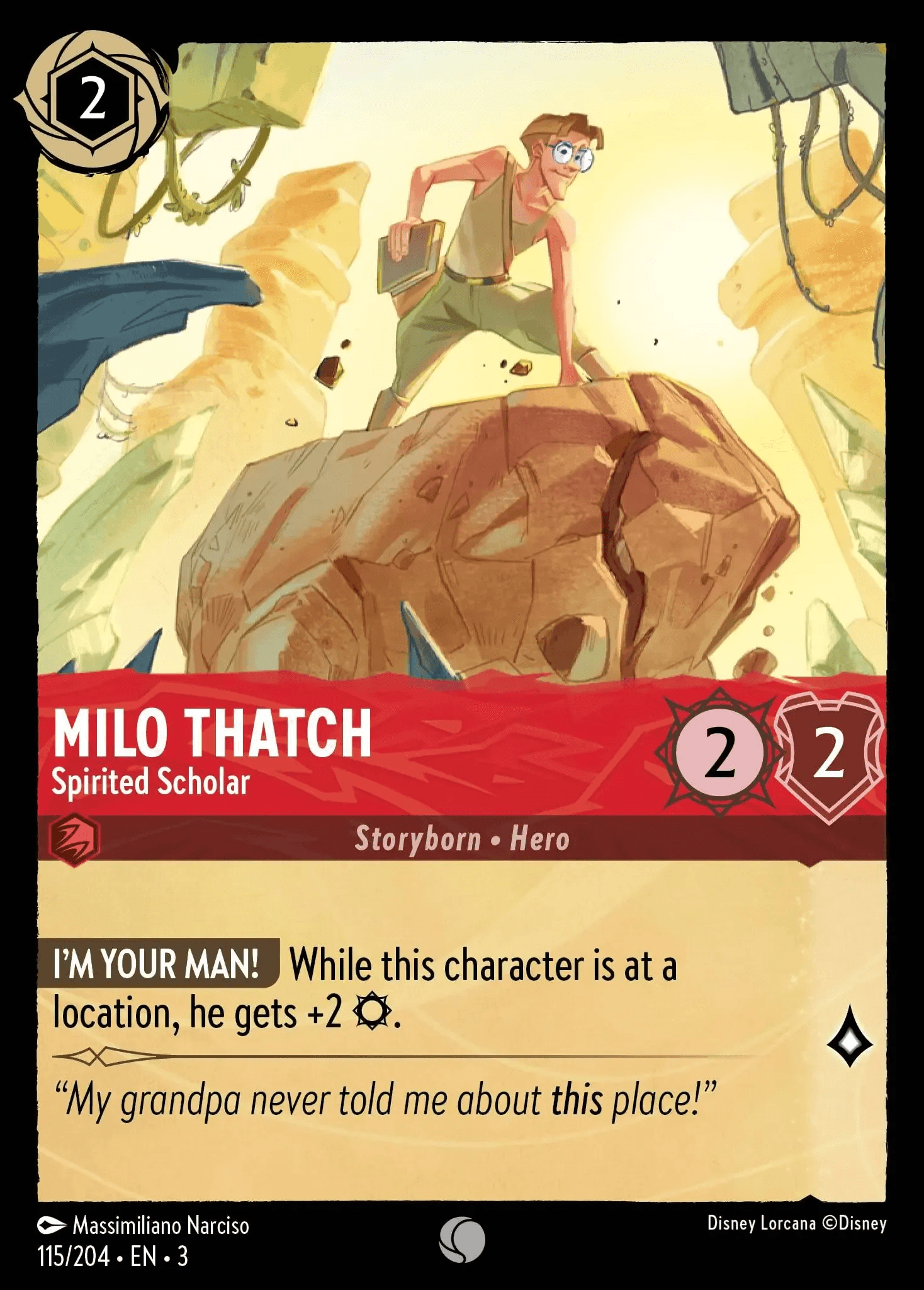 Milo Thatch - Spirited Scholar — Into the Inklands Disney Lorcana card by Massimiliano Narciso
