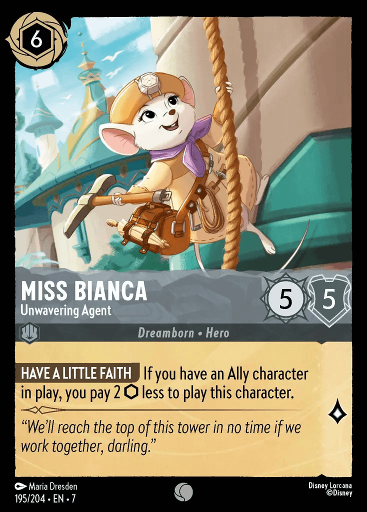 Miss Bianca - Unwavering Agent — Archazia's Island Disney Lorcana card by Maria Dresden