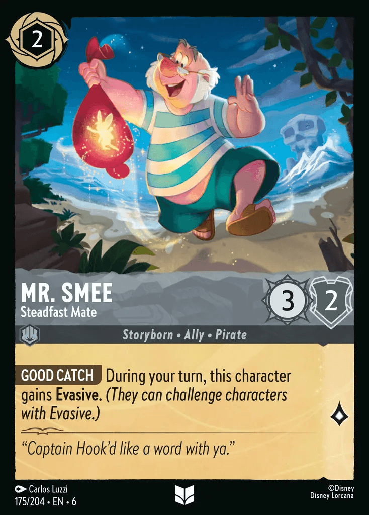 Mr. Smee - Steadfast Mate — Azurite Sea Disney Lorcana card by Carlos Luzzi