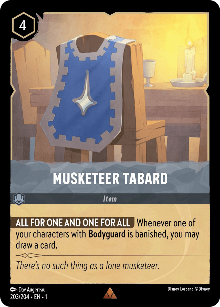 Musketeer Tabard — The First Chapter Disney Lorcana card by Dav Augereau